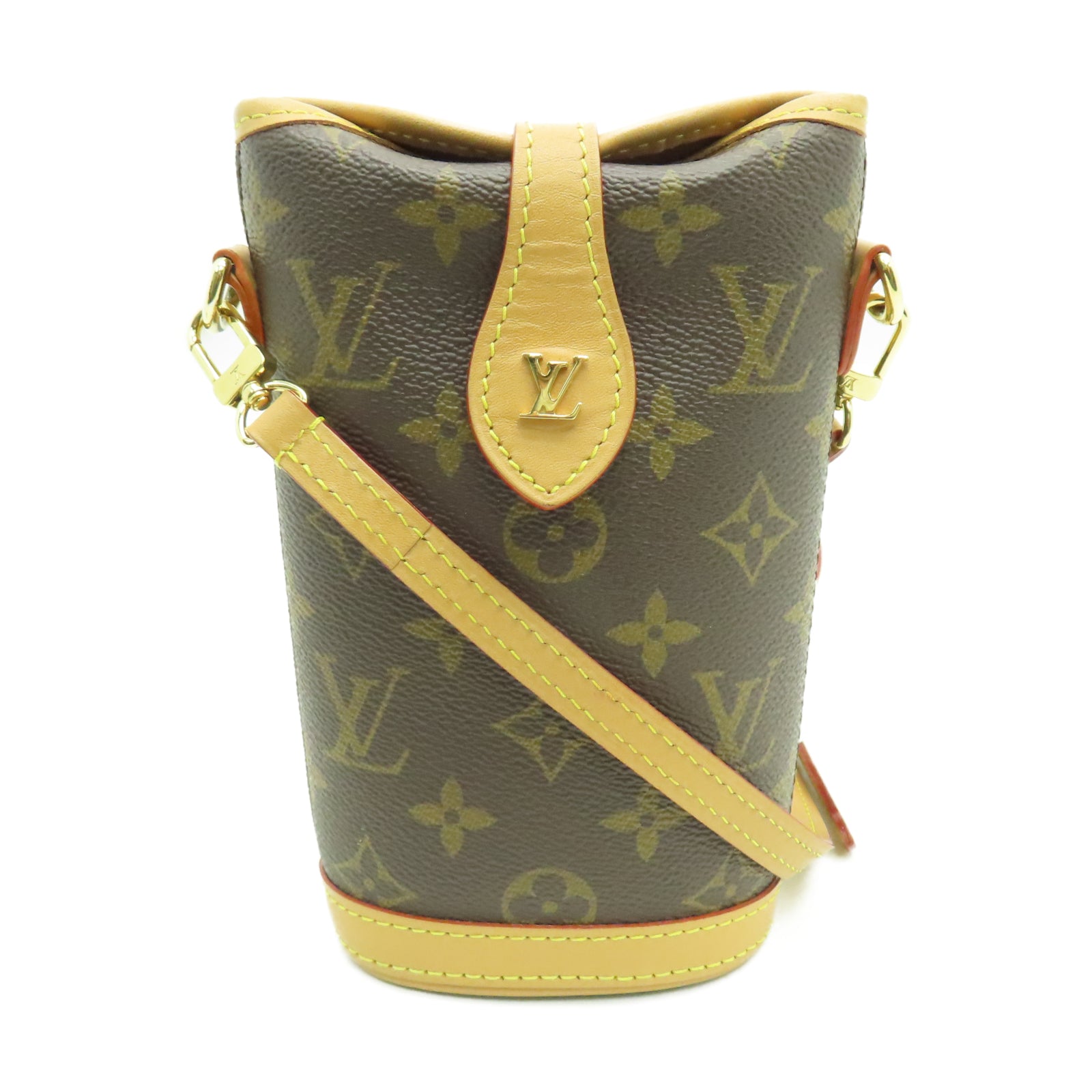 LOUIS VUITTON Monogram Fold Me Pouch Gold Buckle Shoulder Bag Brown