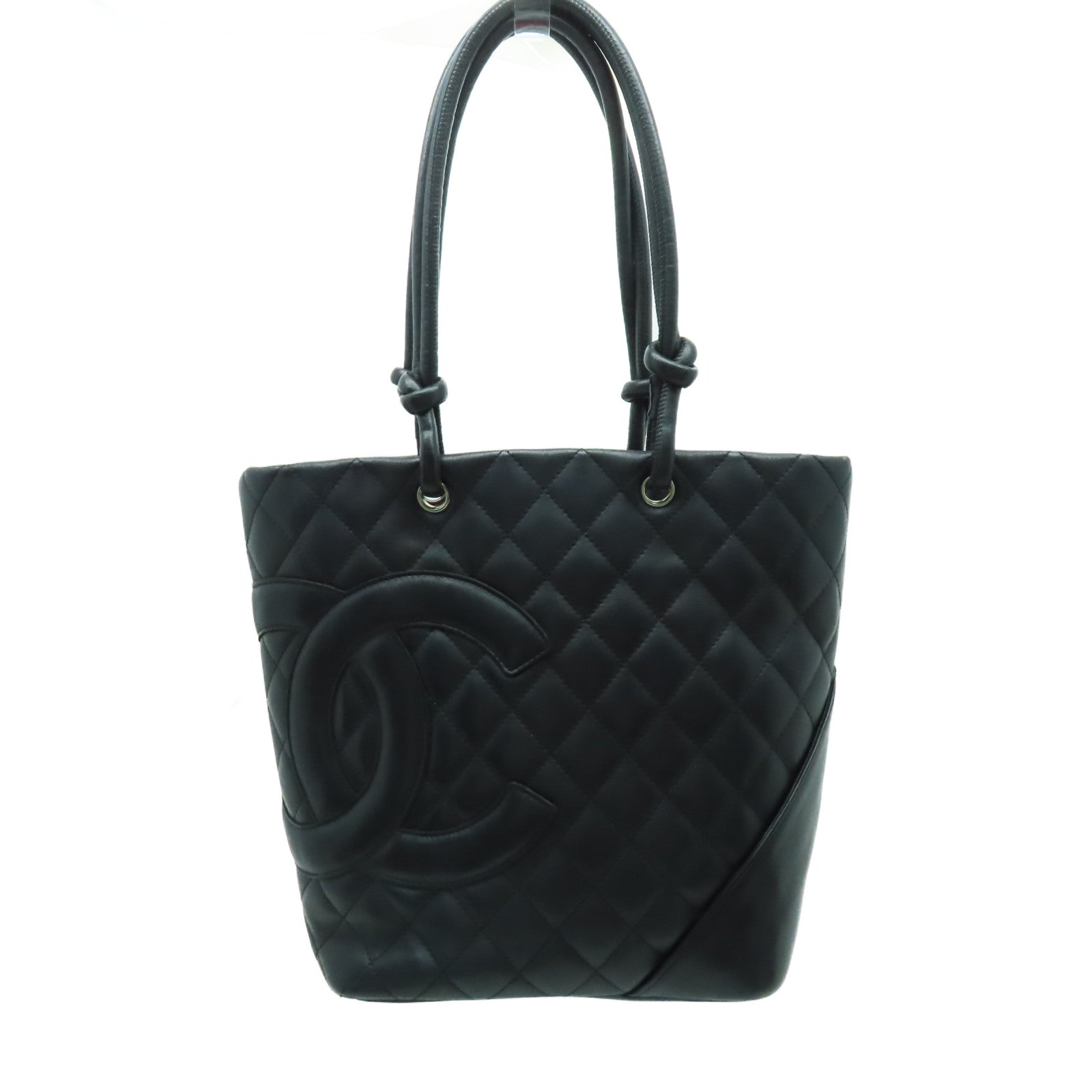 CHANEL Caviar皮革Cambon Totebag銀扣手挽袋黑色