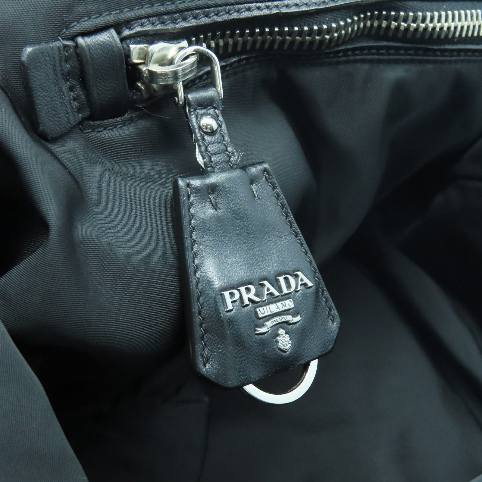 PRADA 尼龍2way Shoulder Bag銀扣手挽肩背兩用袋深藍色