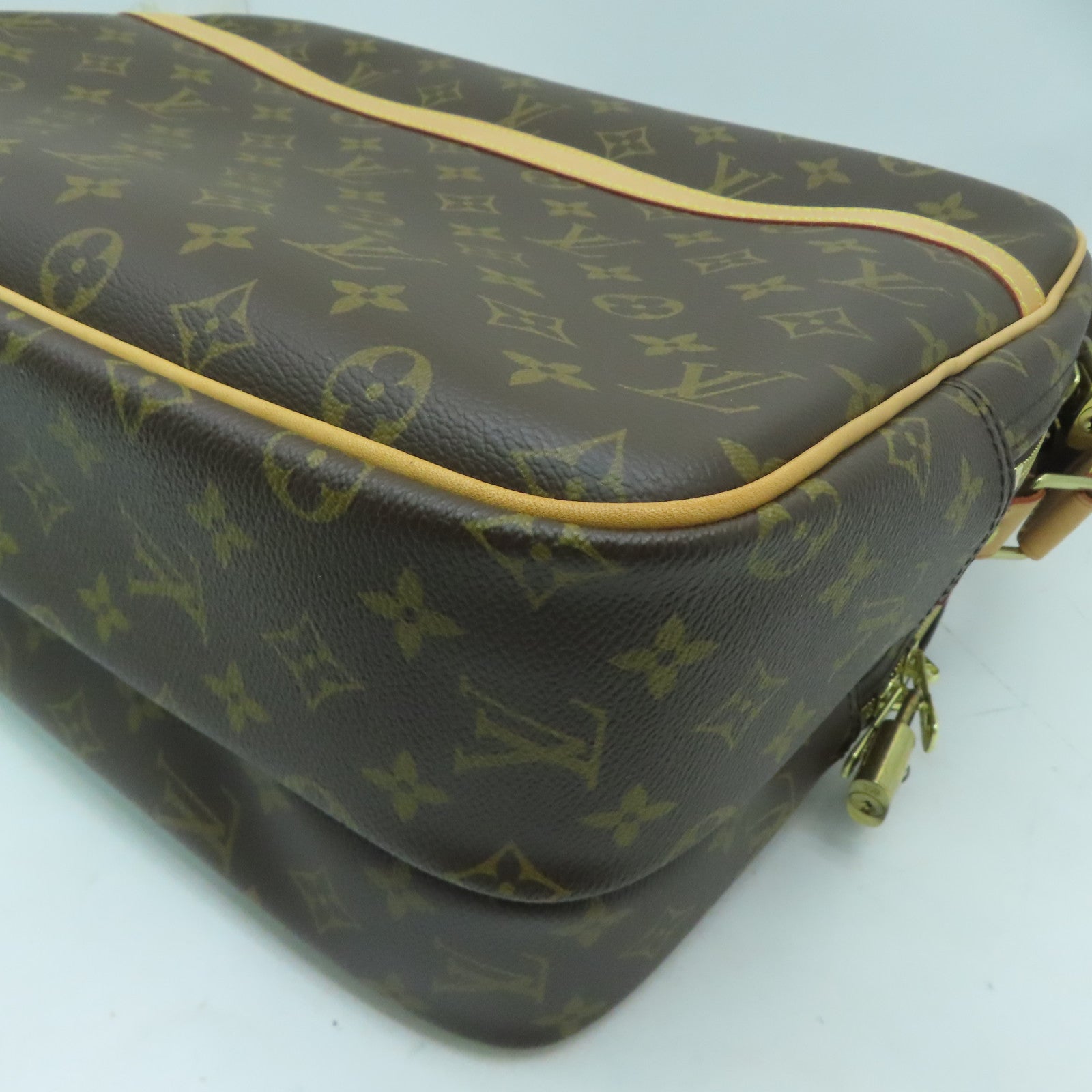 LOUIS VUITTON Monogram Reporter GM金扣肩背袋啡色