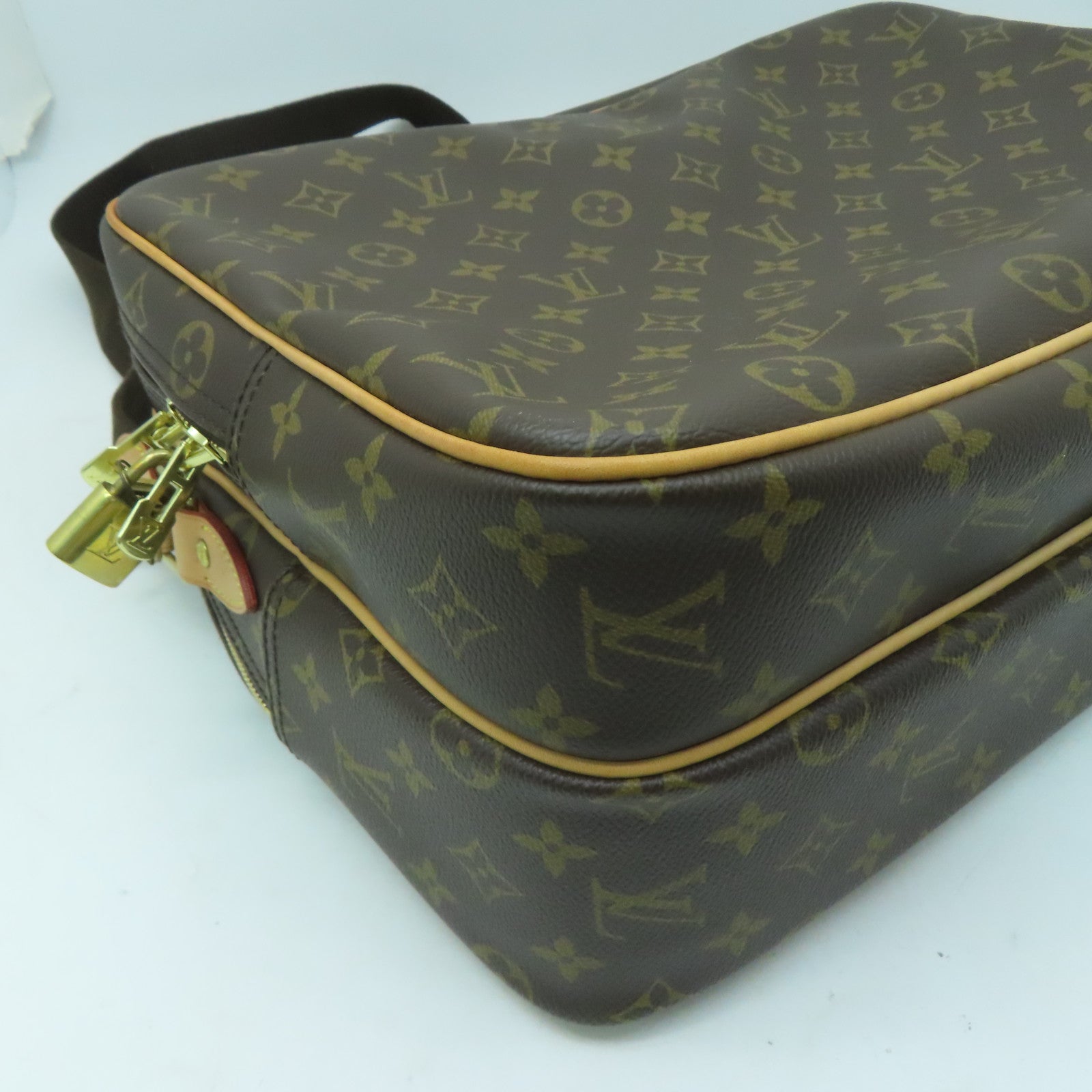 LOUIS VUITTON Monogram Reporter GM金扣肩背袋啡色