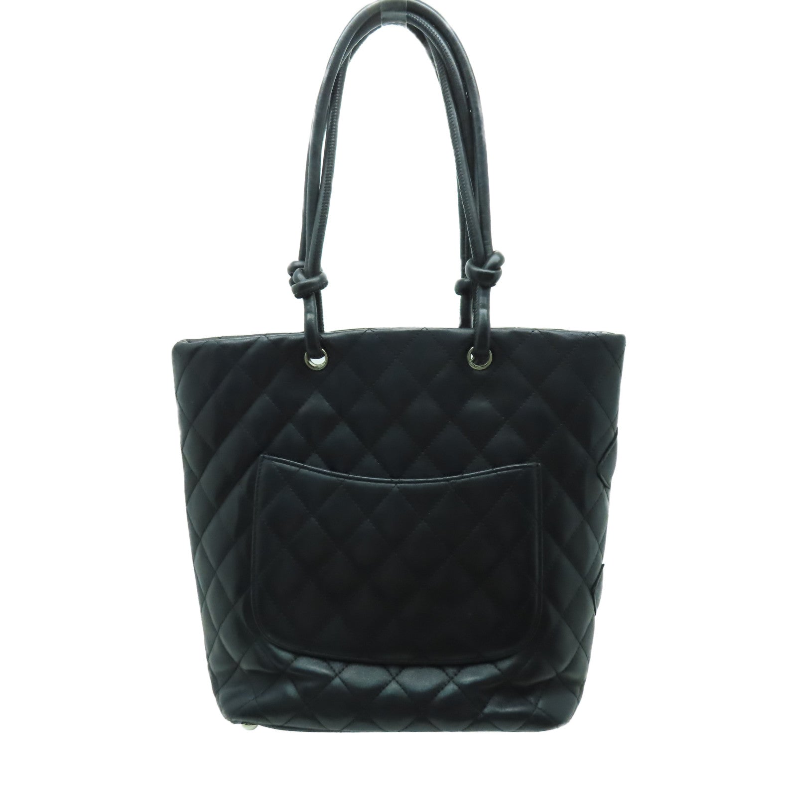 CHANEL Caviar皮革Cambon Totebag銀扣手挽袋黑色