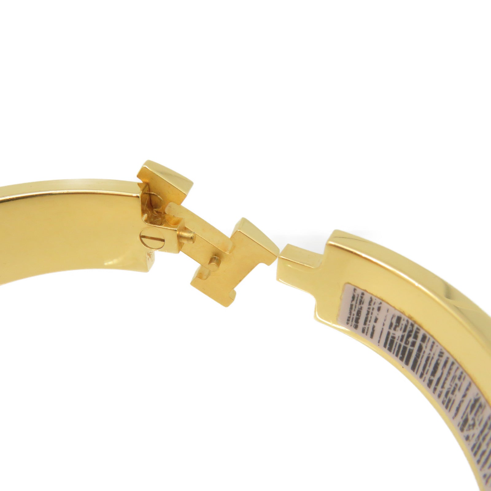 HERMES Metal/Ceramic Clic-Clac H Bangle Gold Buckle Bracelet Orange Orange