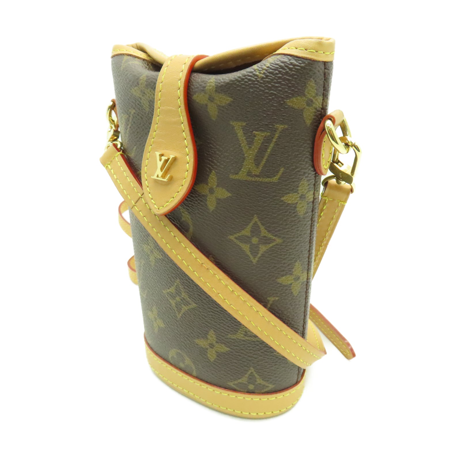 LOUIS VUITTON Monogram Fold Me Pouch Gold Buckle Shoulder Bag Brown