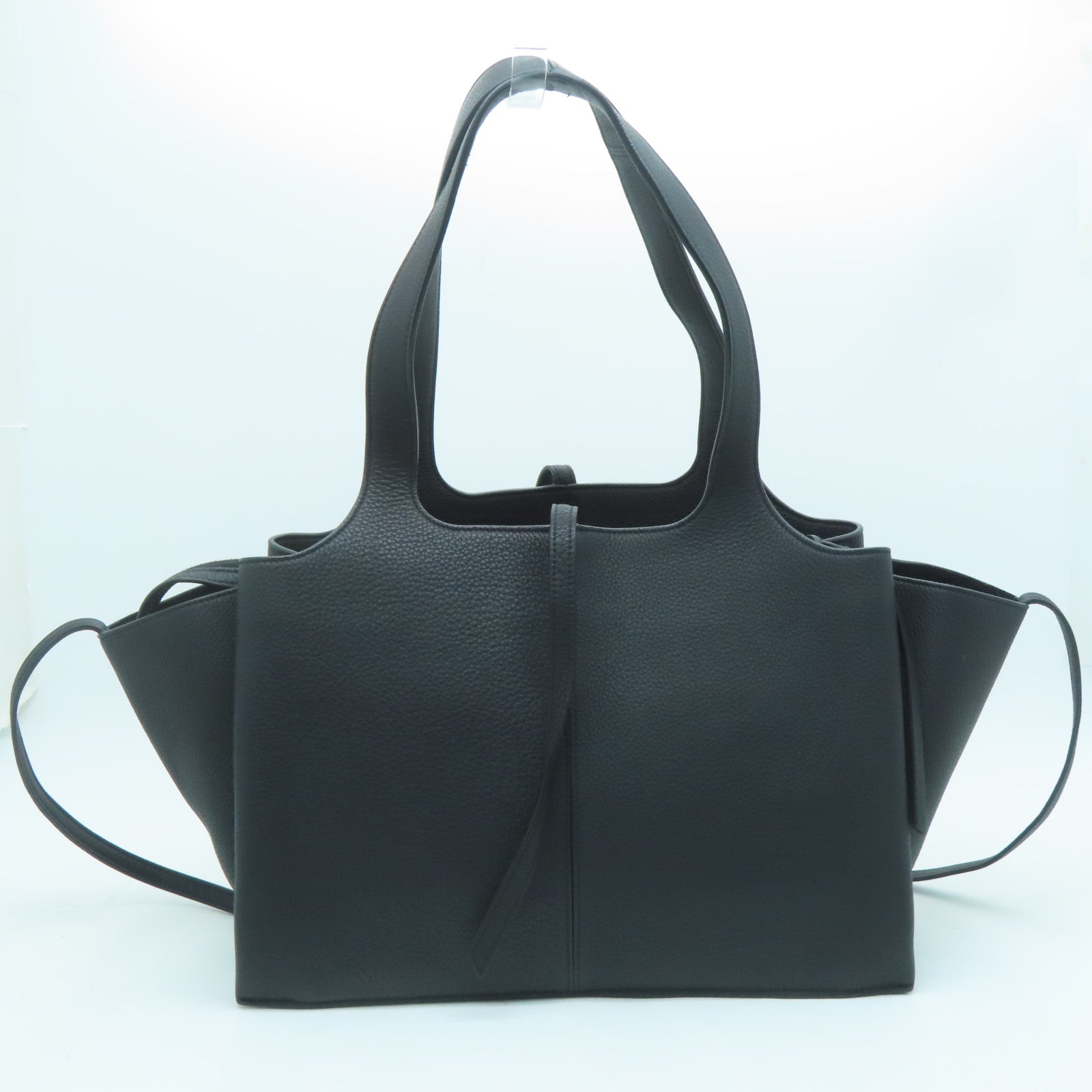 CELINE 牛皮皮革Hand Bag银扣手挽袋黑色