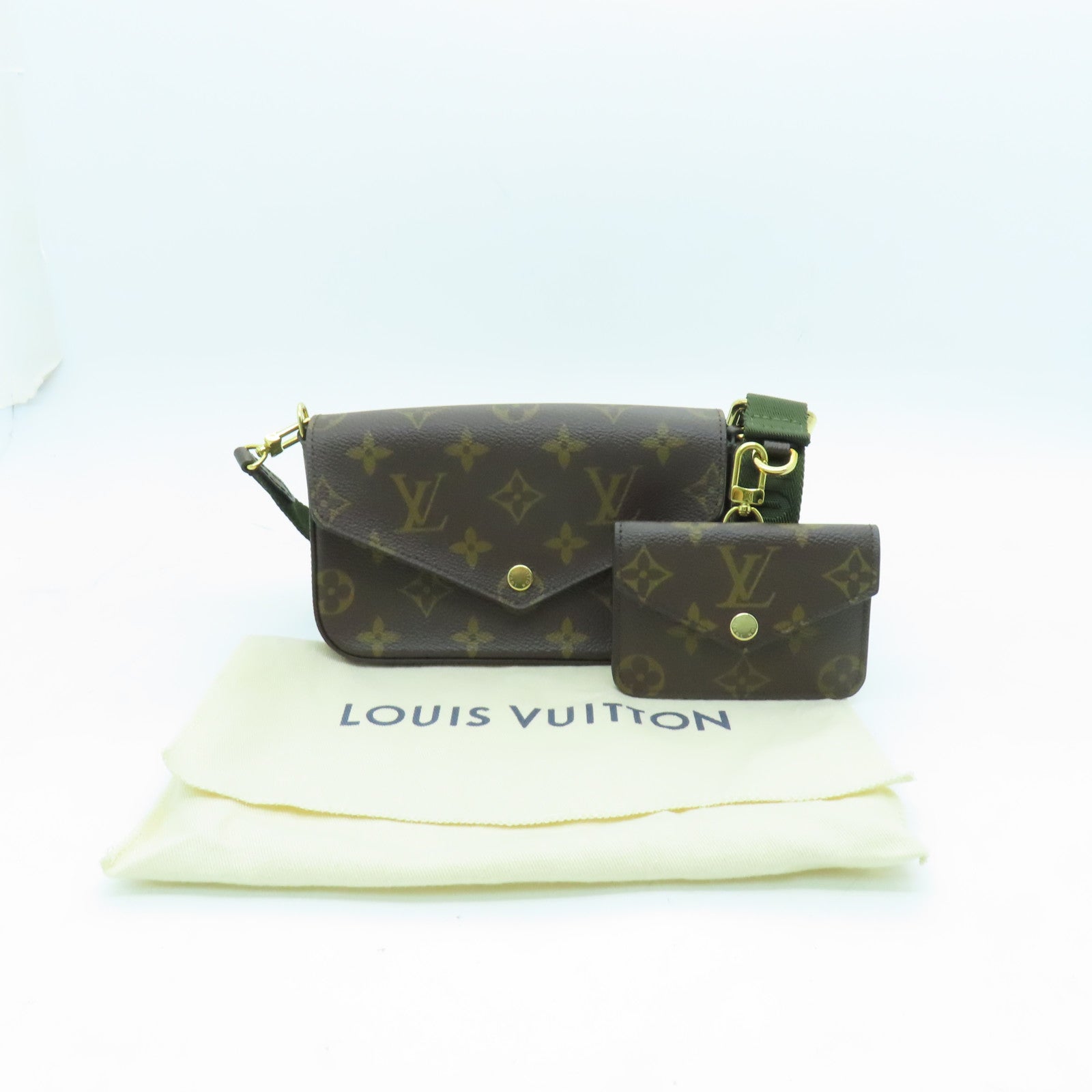 LOUIS VUITTON Monogram Felicie Strap & Go金扣肩背袋棕色