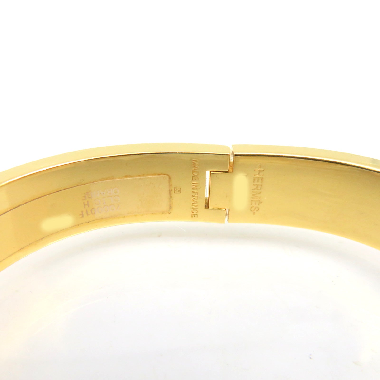 HERMES Metal/Ceramic Clic-Clac H Bangle Gold Buckle Bracelet Orange Orange