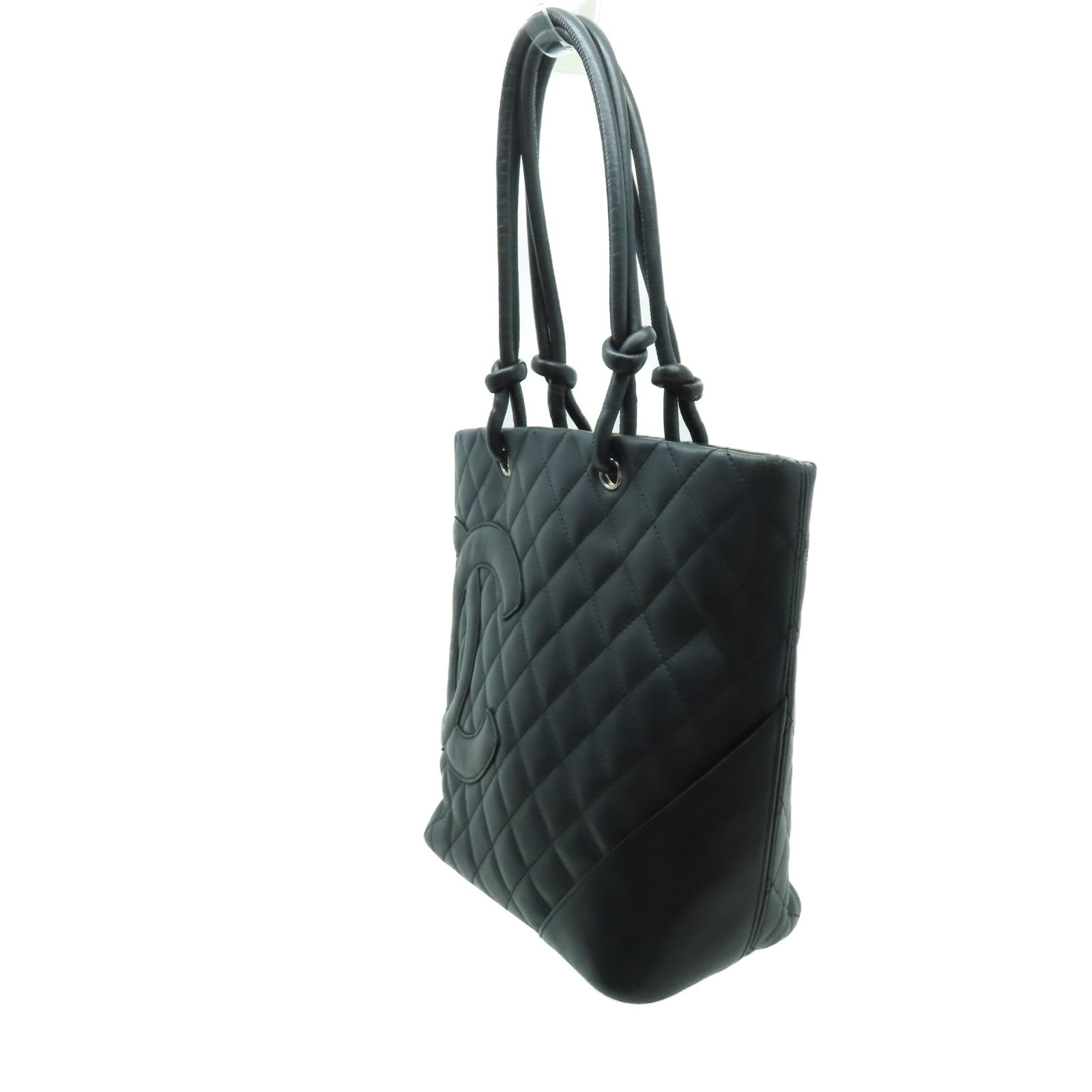CHANEL Caviar皮革Cambon Totebag銀扣手挽袋黑色
