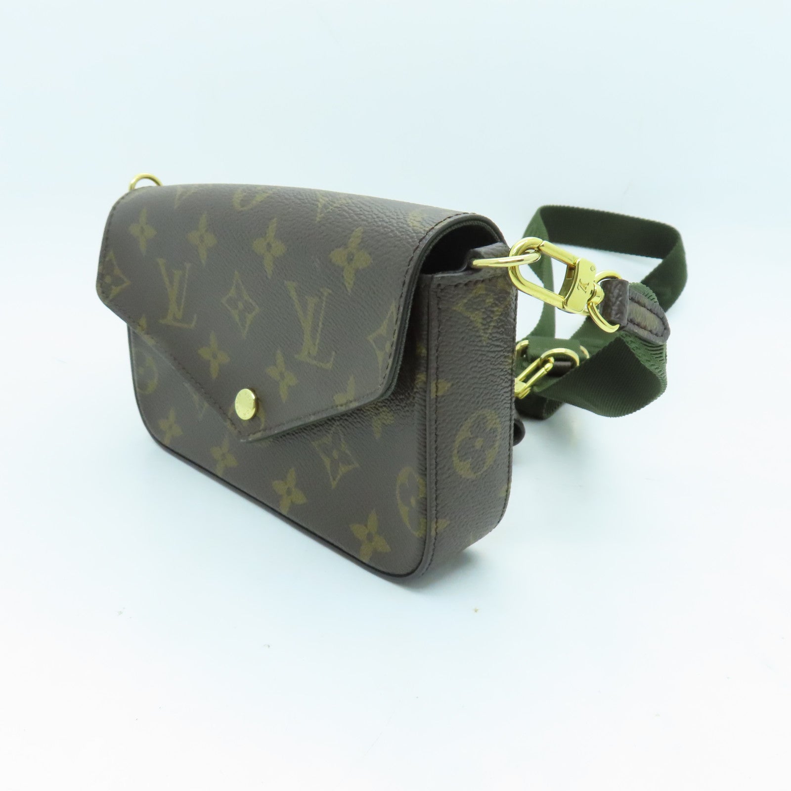 LOUIS VUITTON Monogram Felicie Strap & Go金扣肩背袋棕色