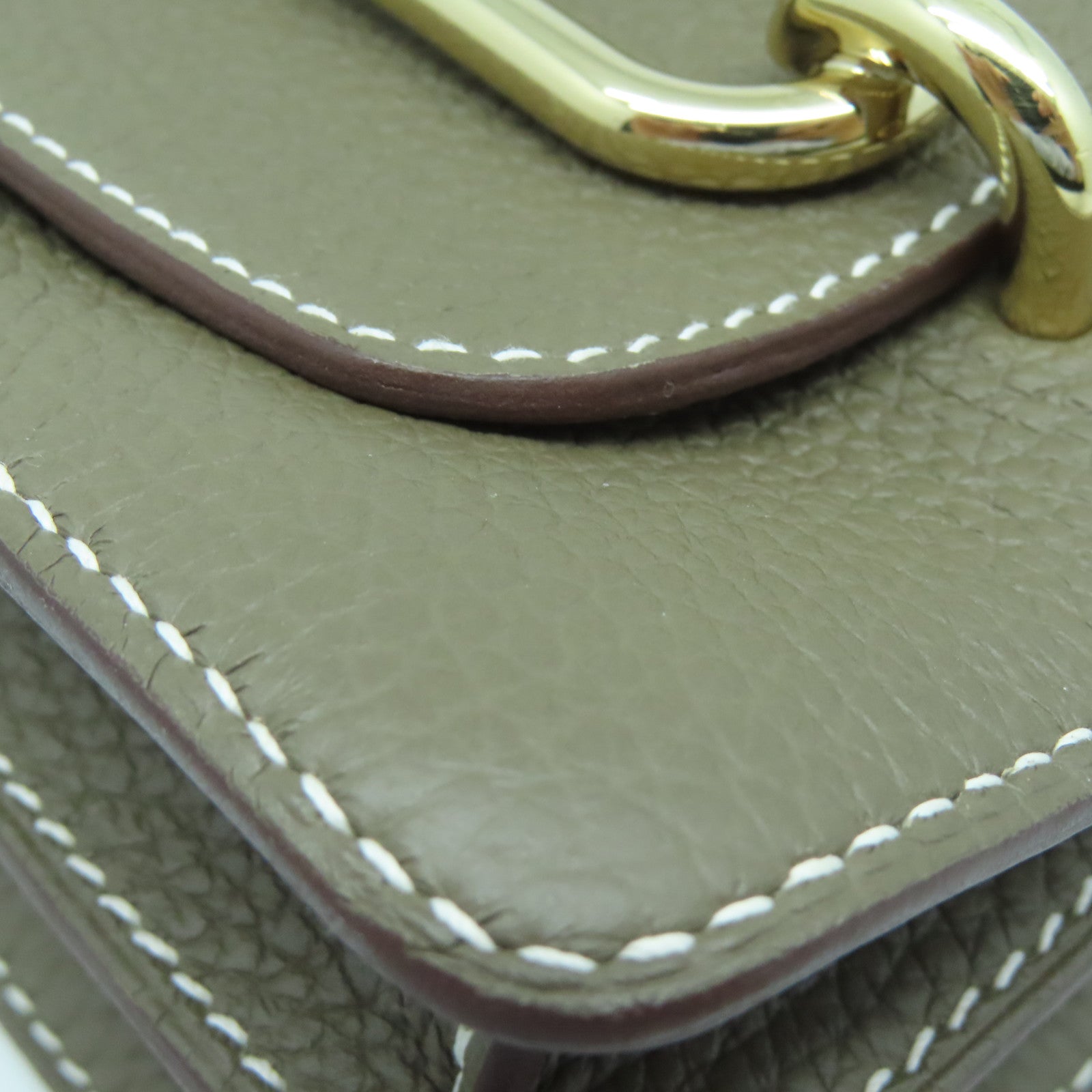 HERMES Taurillon Clemence皮革Roulis 23金扣肩背袋灰色