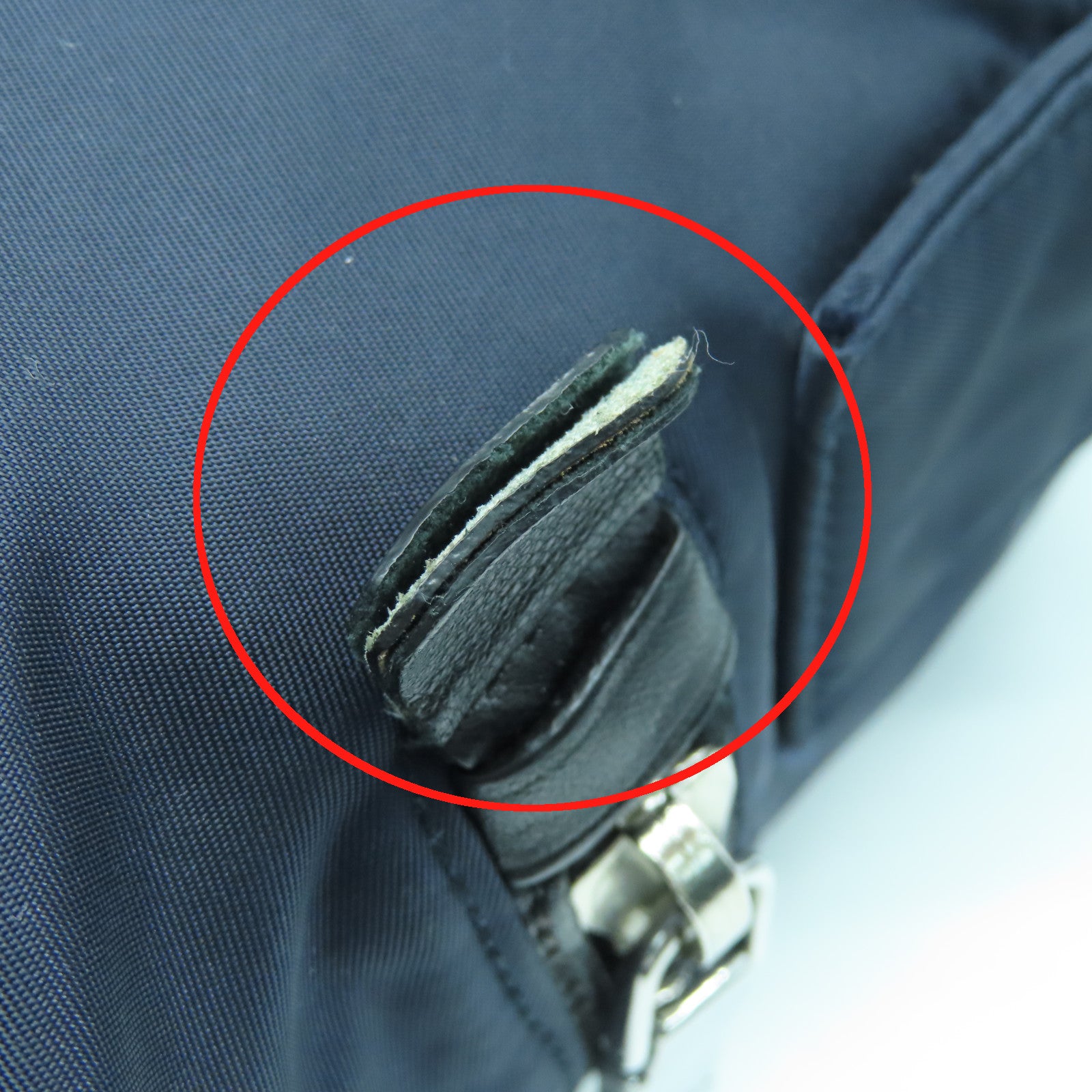 PRADA 尼龍2way Shoulder Bag銀扣手挽肩背兩用袋深藍色