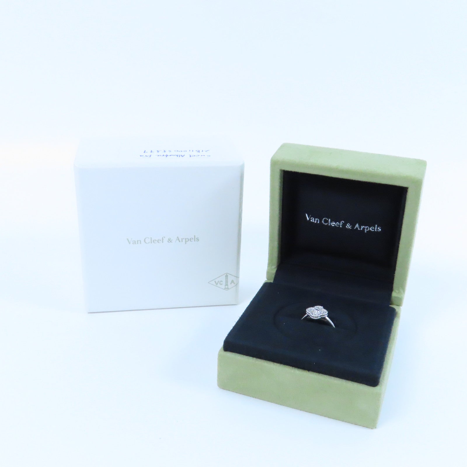 Van Cleef & Arpels 18K白金Sweet Alhambra Diamond Ring鑽石戒指US#4.25