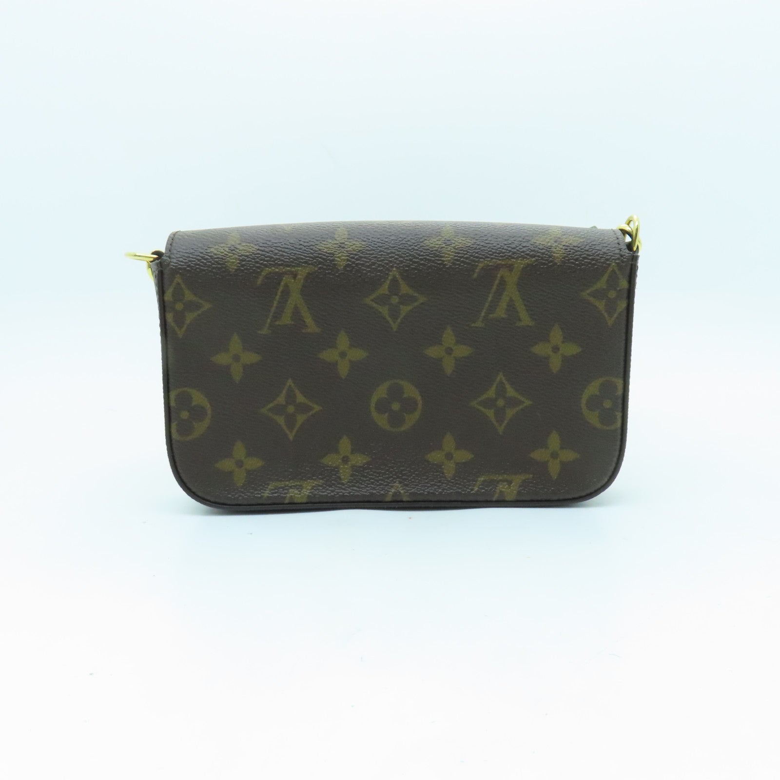 LOUIS VUITTON Monogram Felicie Strap & Go金扣肩背袋棕色