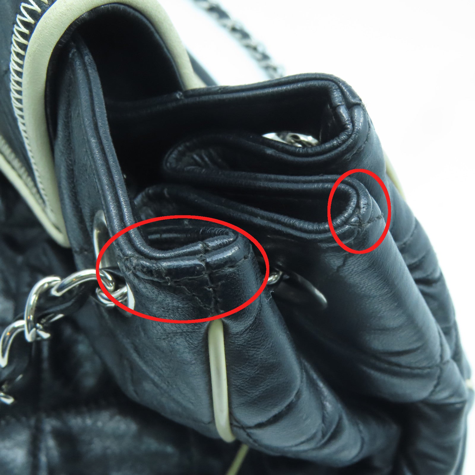 CHANEL 菱格羊皮皮革Chain Shoulder Bag銀扣鏈帶肩背袋黑色