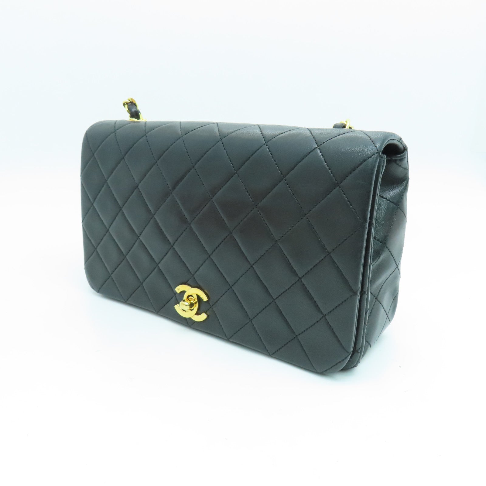 CHANEL 【激減優惠】菱格羊皮皮革Chain Shoulder Bag金扣黑色