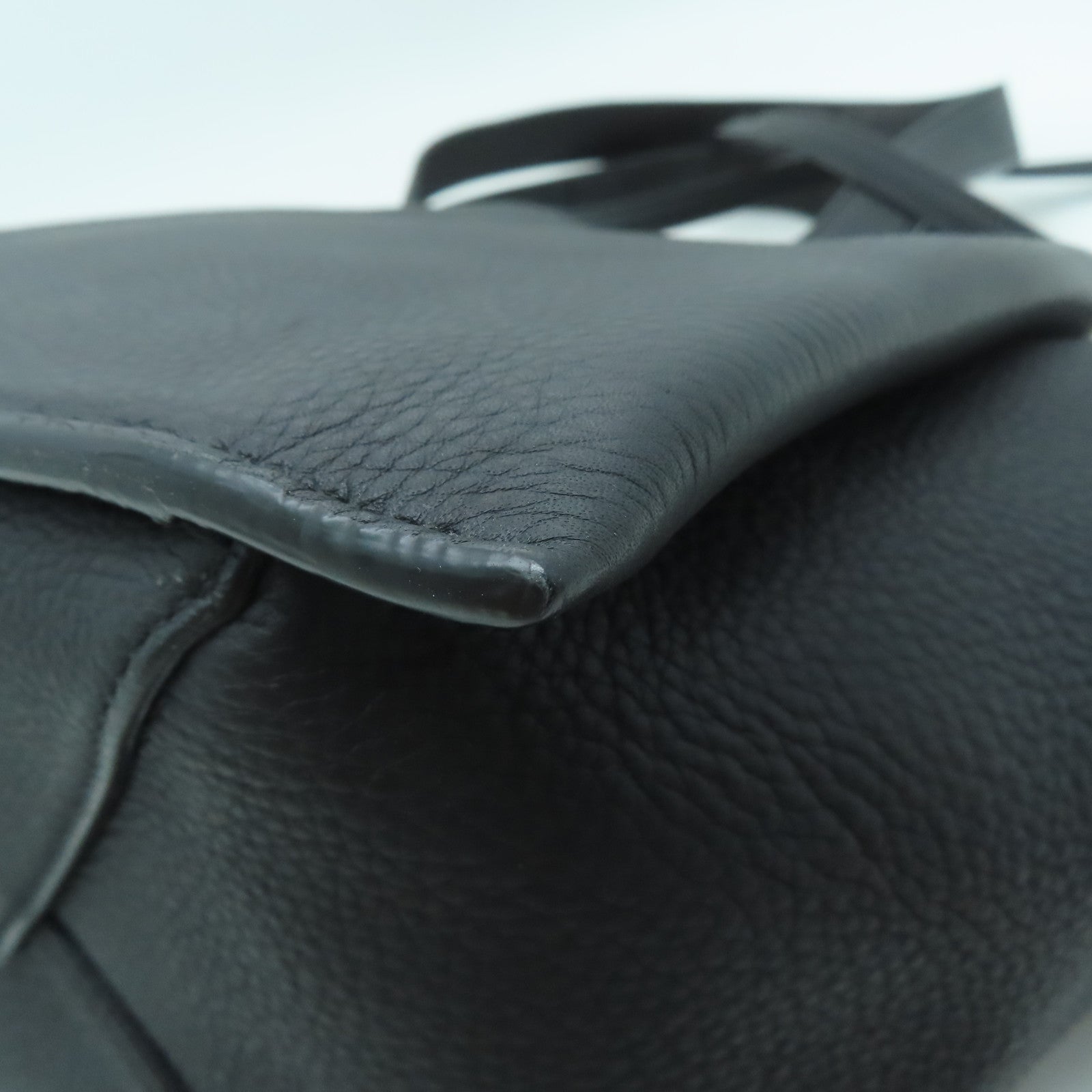 CELINE 牛皮皮革Hand Bag银扣手挽袋黑色