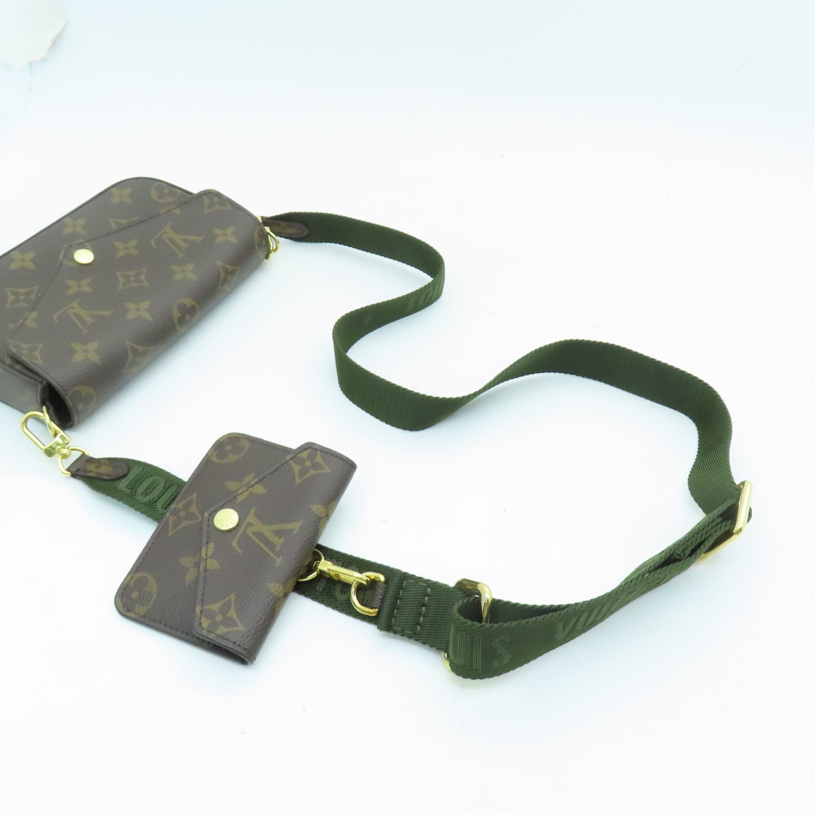 LOUIS VUITTON Monogram Felicie Strap & Go金扣肩背袋棕色