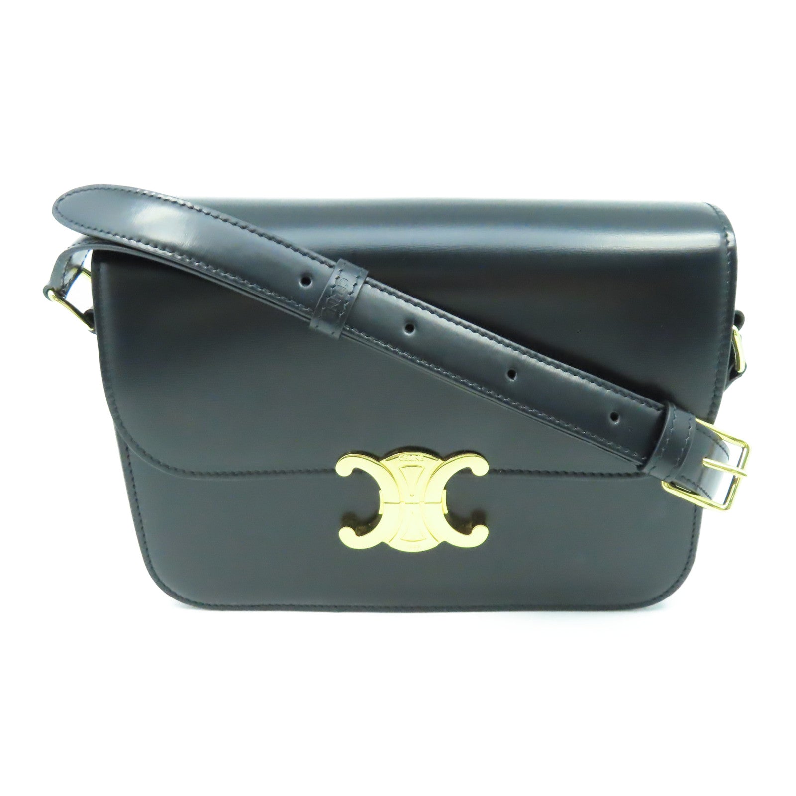 CELINE 牛皮皮革Classic Box金扣肩背袋黑色