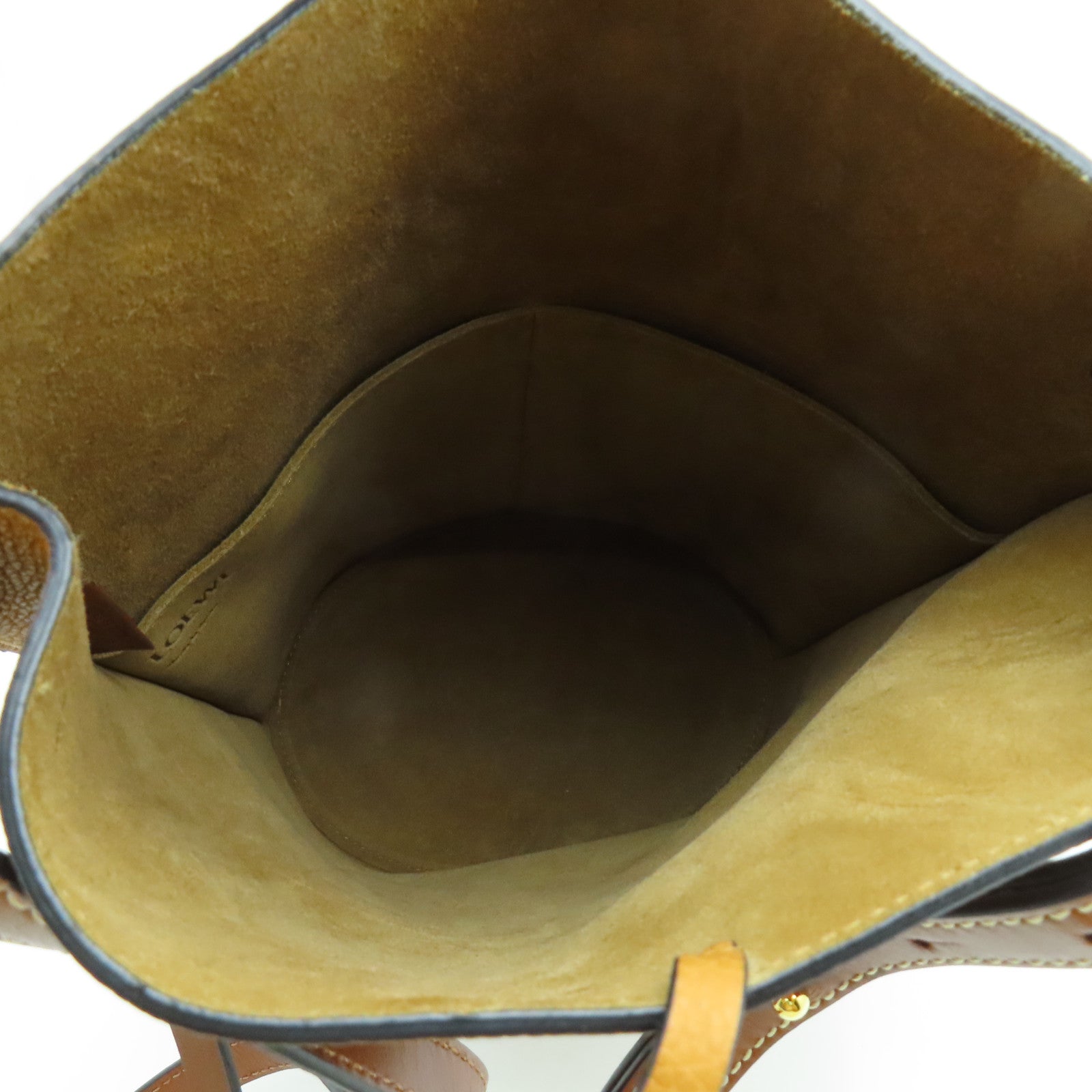 LOEWE 皮革Gate Bucket金扣肩背袋啡色