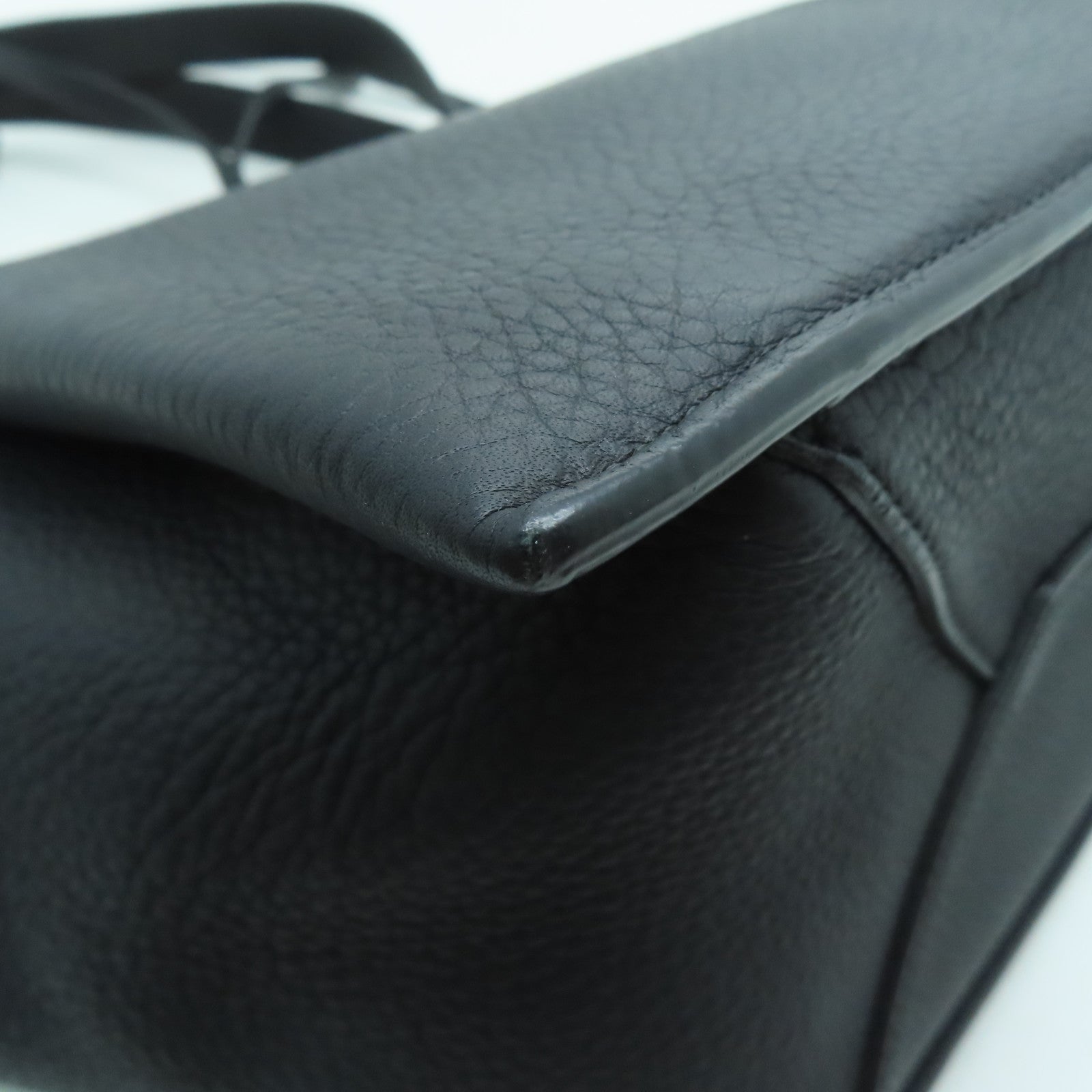 CELINE 牛皮皮革Hand Bag银扣手挽袋黑色