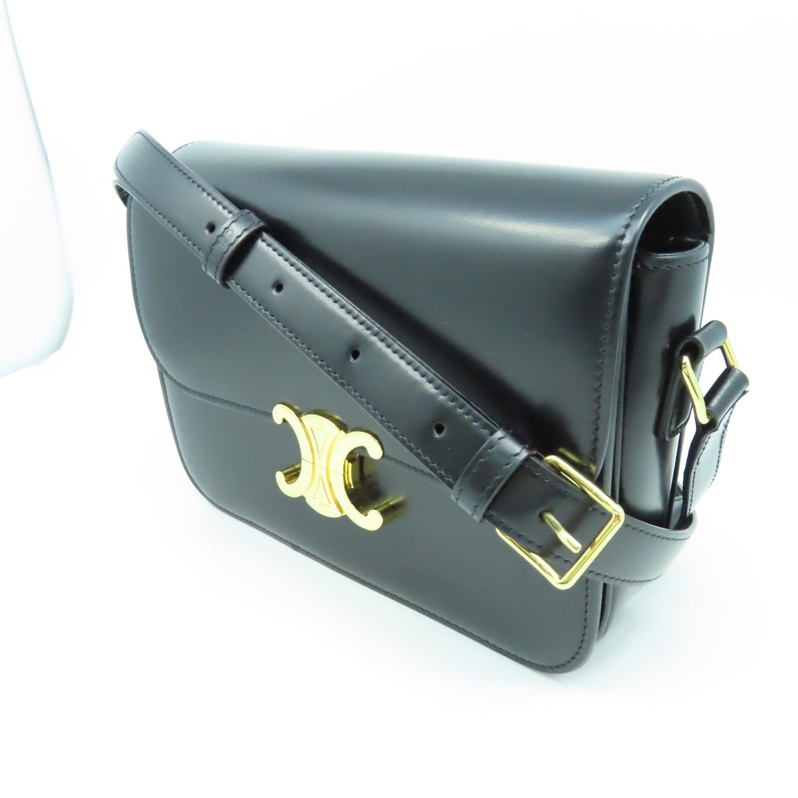 CELINE 牛皮皮革Classic Box金扣肩背袋黑色