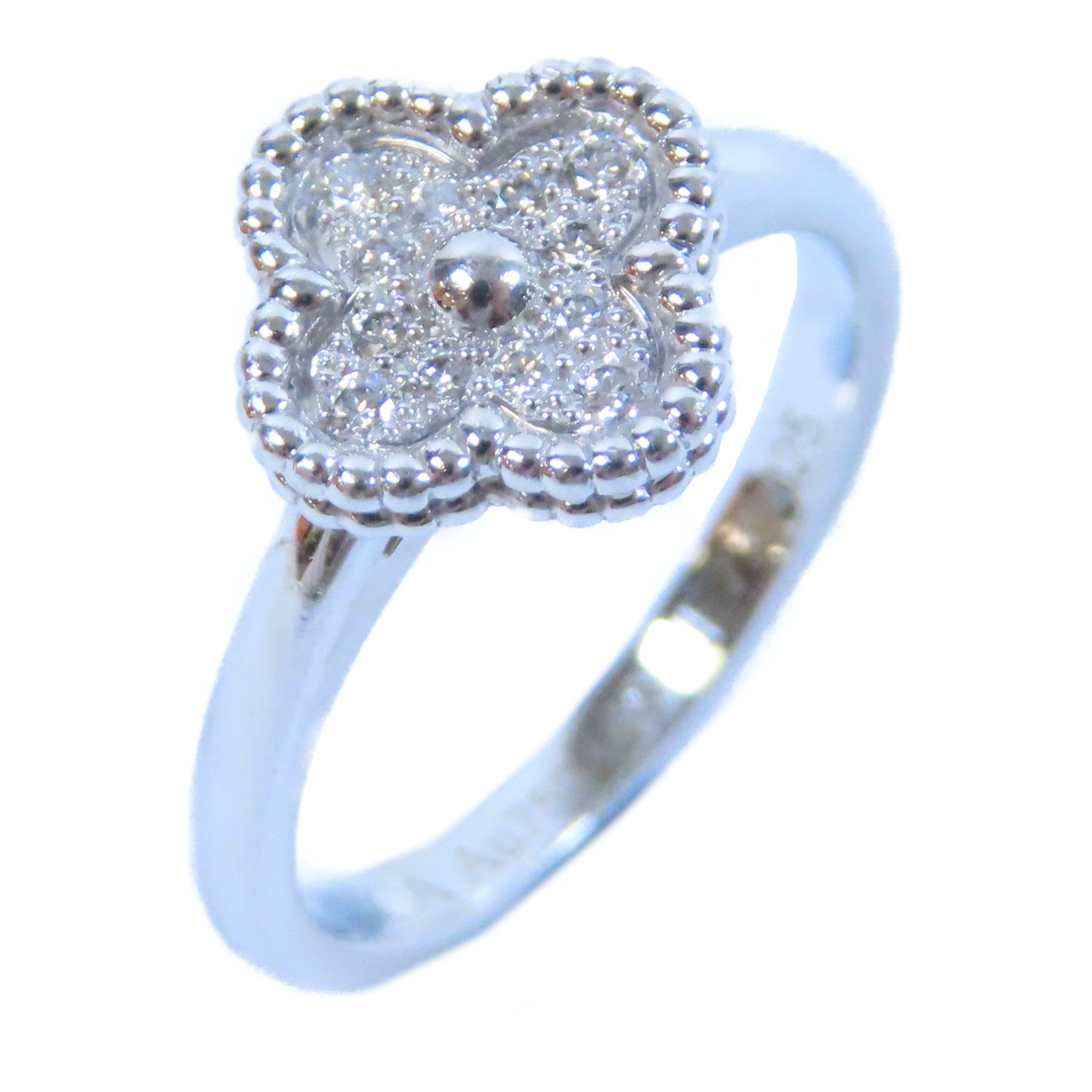 Van Cleef & Arpels 18K白金Sweet Alhambra Diamond Ring鑽石戒指US#4.25