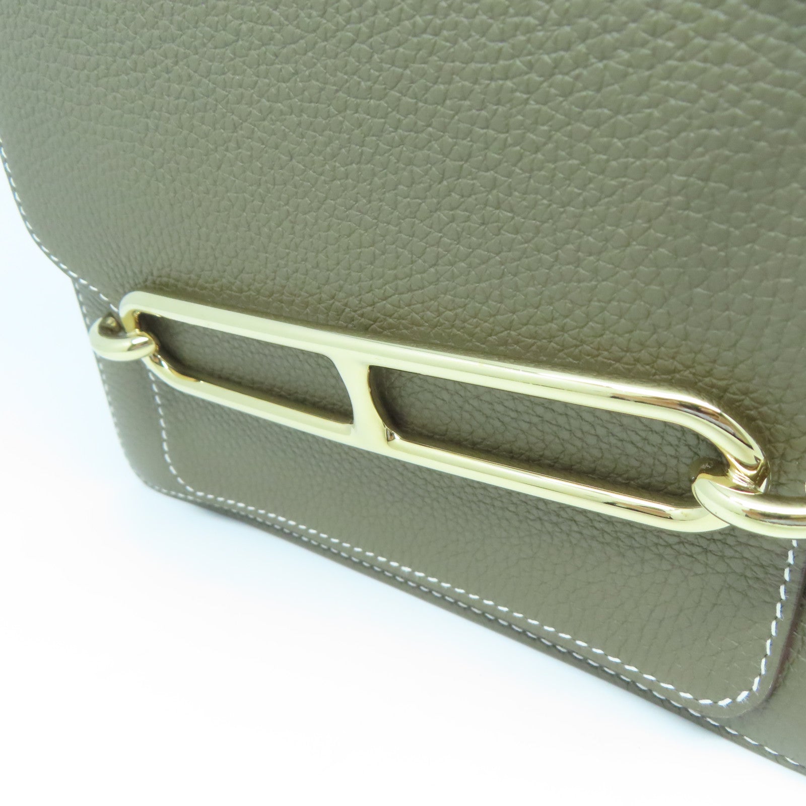 HERMES Taurillon Clemence皮革Roulis 23金扣肩背袋灰色