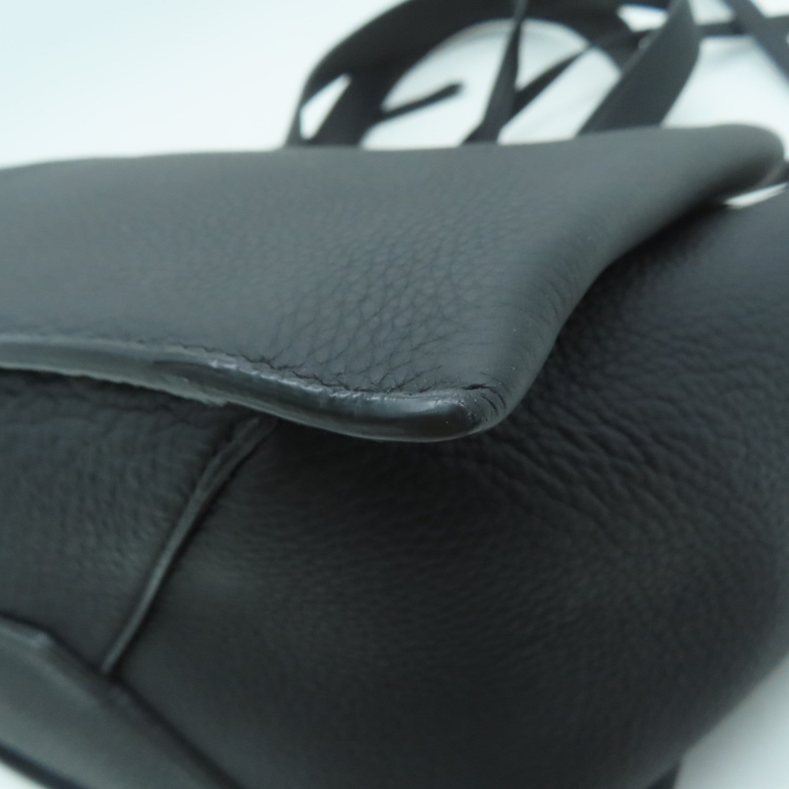 CELINE 牛皮皮革Hand Bag银扣手挽袋黑色