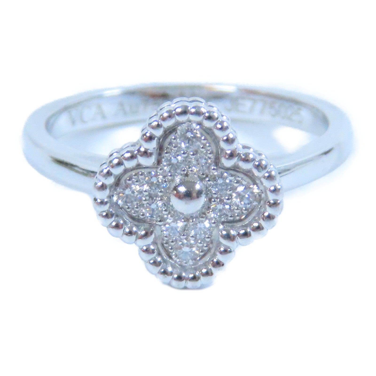 Van Cleef & Arpels 18K白金Sweet Alhambra Diamond Ring鑽石戒指US#4.25