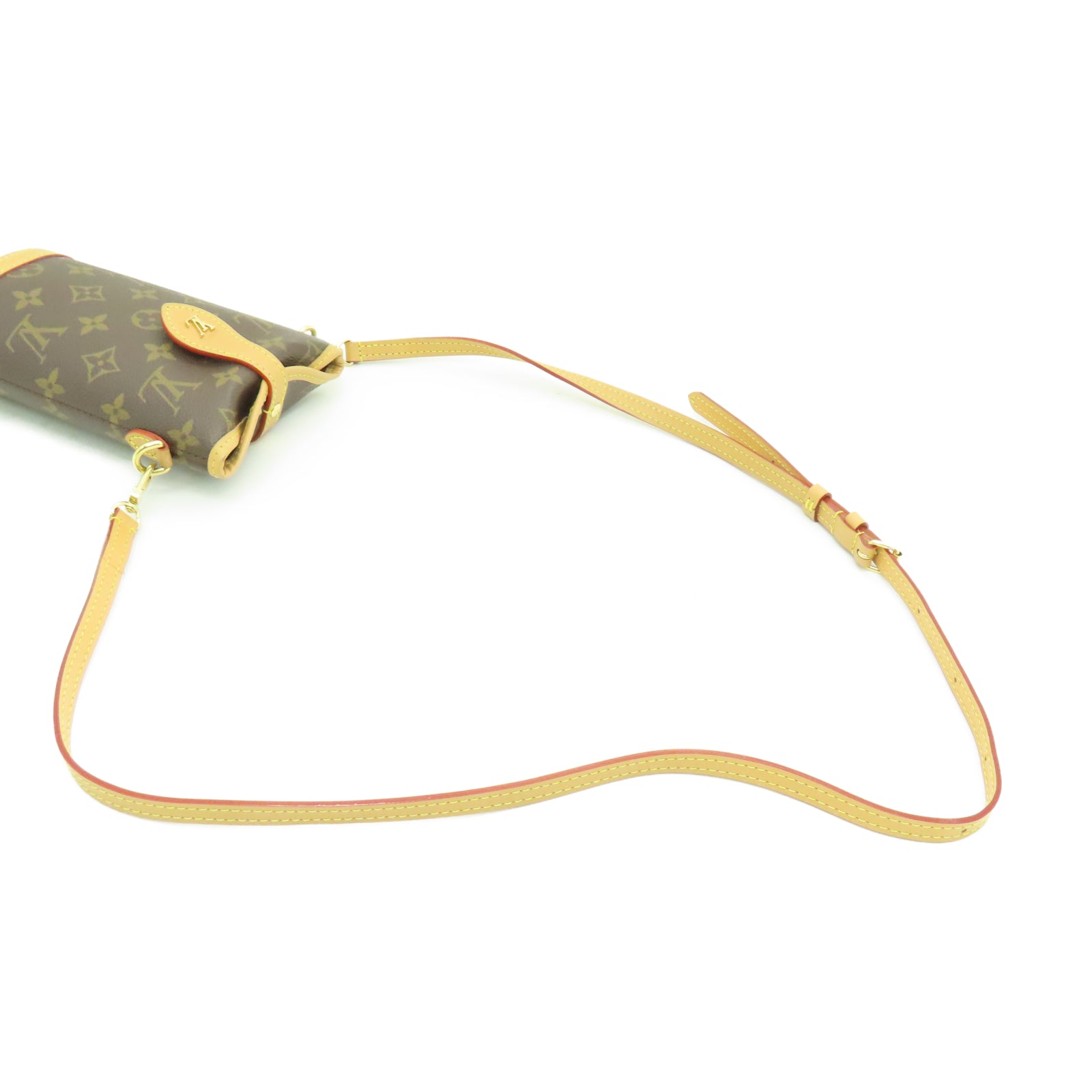 LOUIS VUITTON Monogram Fold Me Pouch Gold Buckle Shoulder Bag Brown