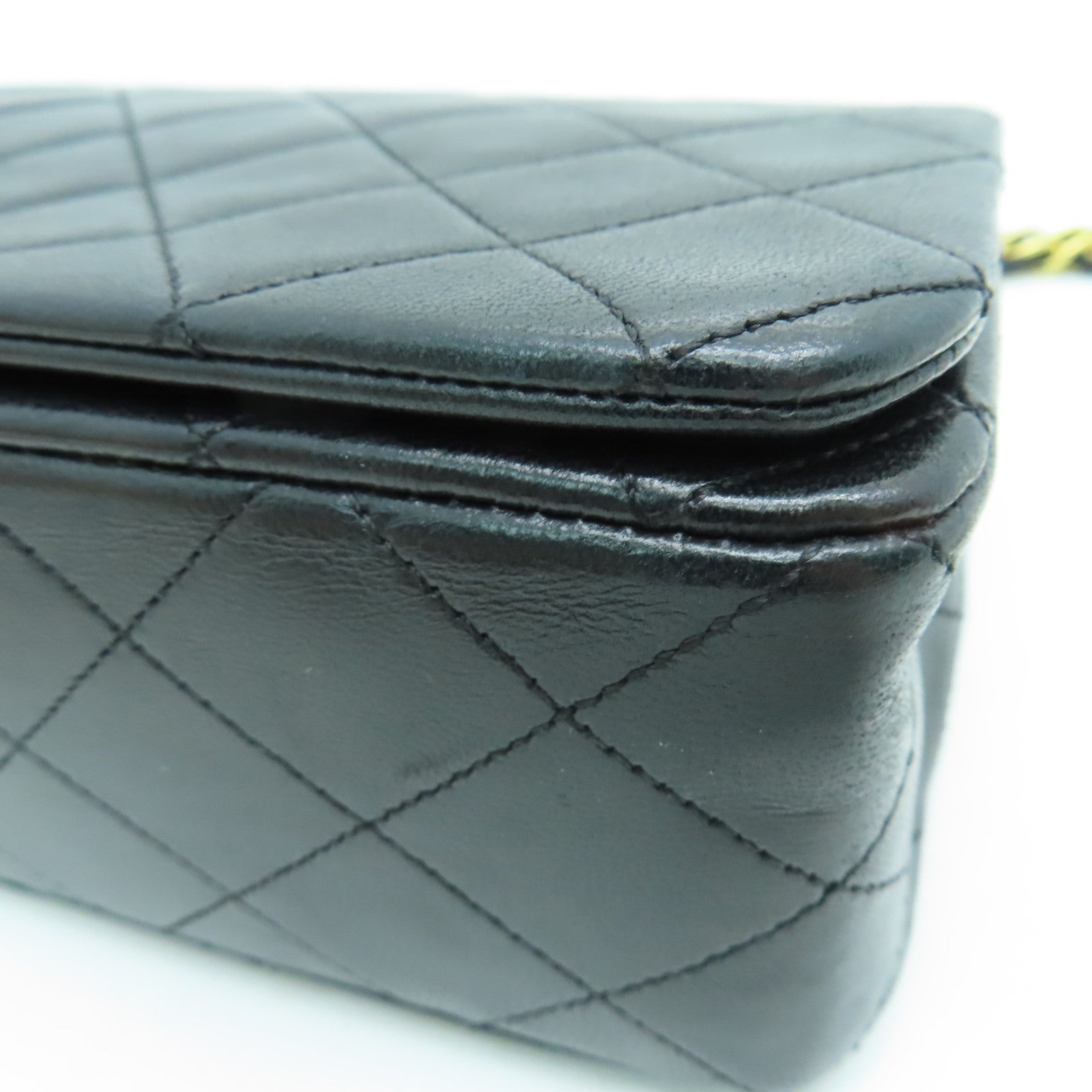 CHANEL 【激減優惠】菱格羊皮皮革Chain Shoulder Bag金扣黑色