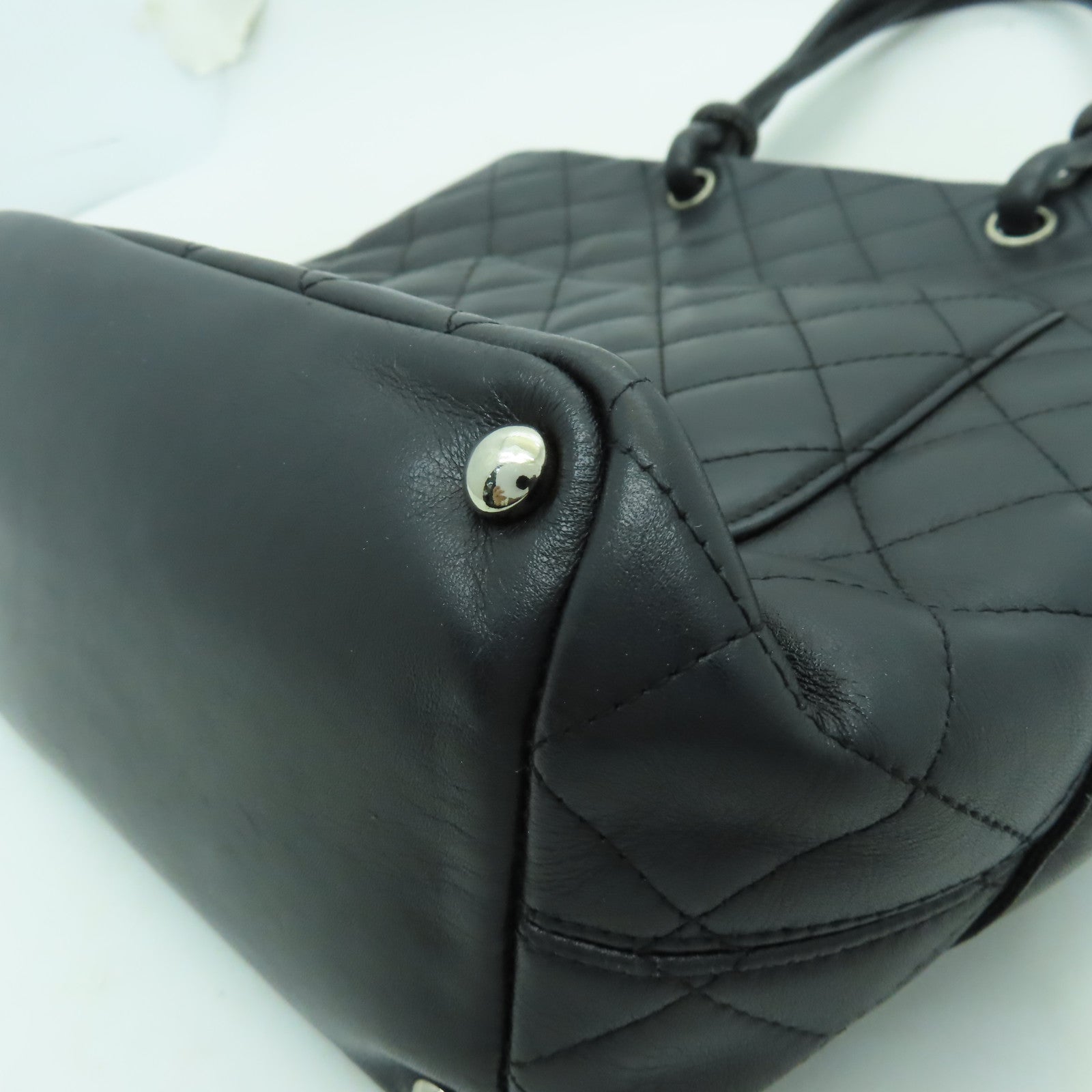 CHANEL Caviar皮革Cambon Totebag銀扣手挽袋黑色