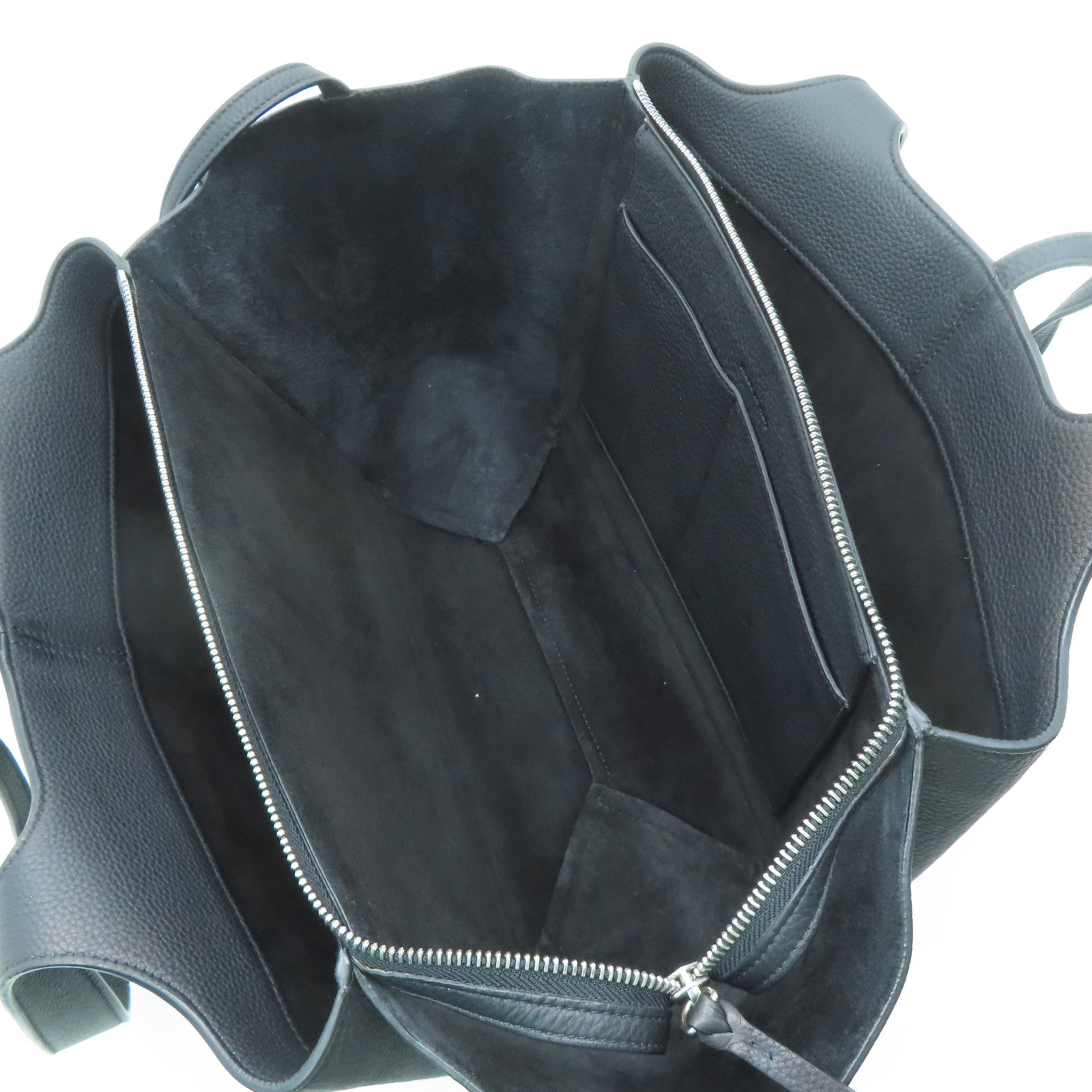 CELINE 牛皮皮革Hand Bag银扣手挽袋黑色