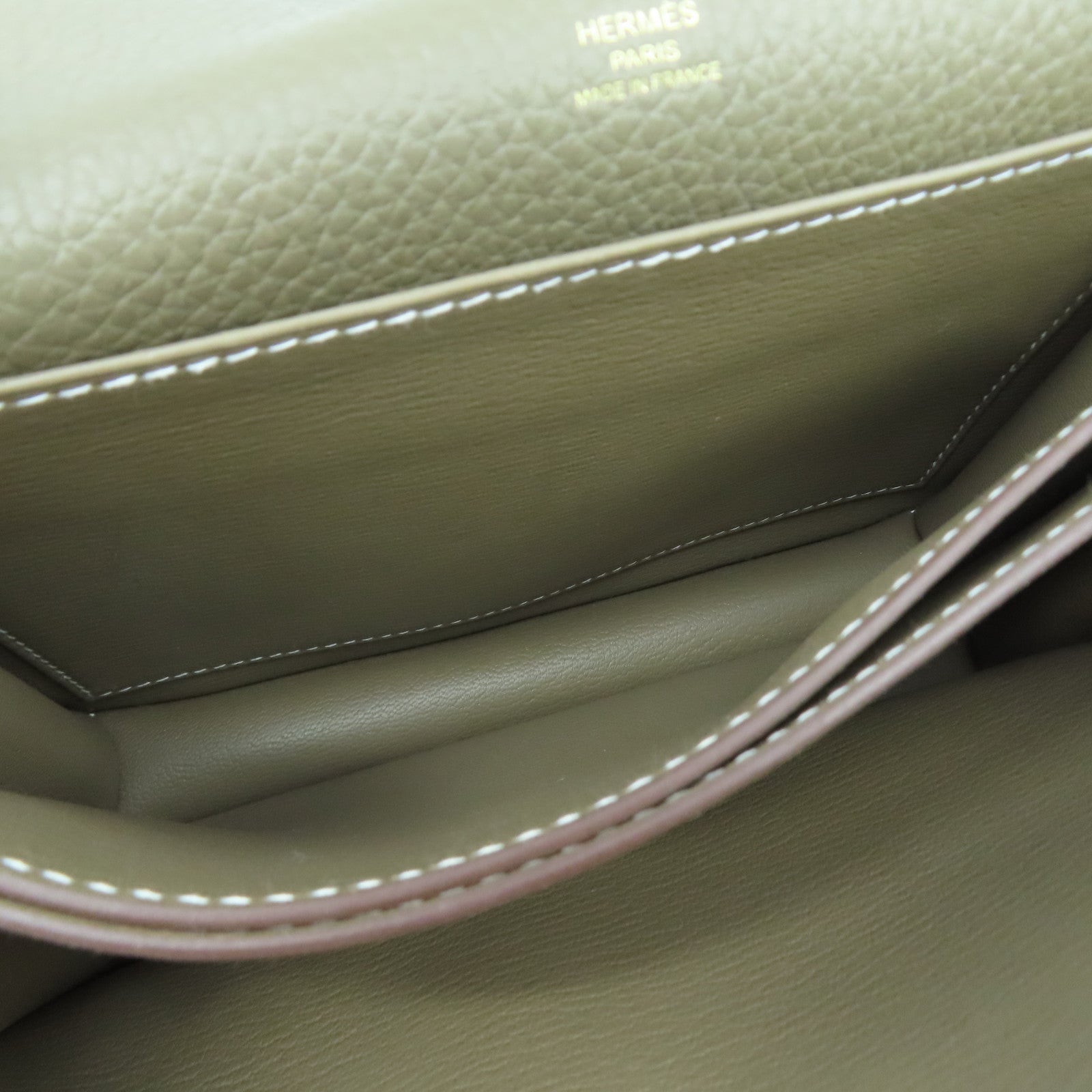 HERMES Taurillon Clemence皮革Roulis 23金扣肩背袋灰色