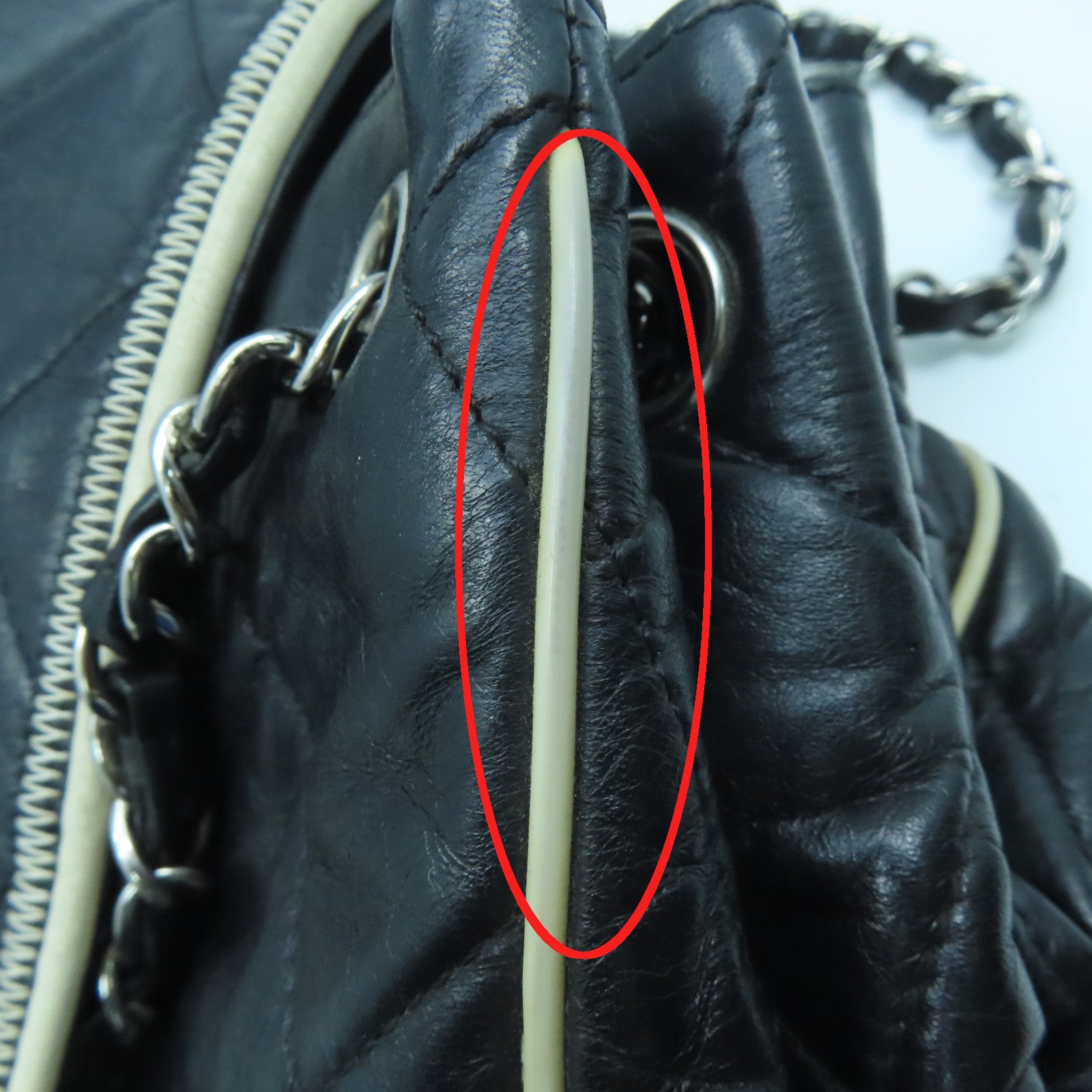 CHANEL 菱格羊皮皮革Chain Shoulder Bag銀扣鏈帶肩背袋黑色