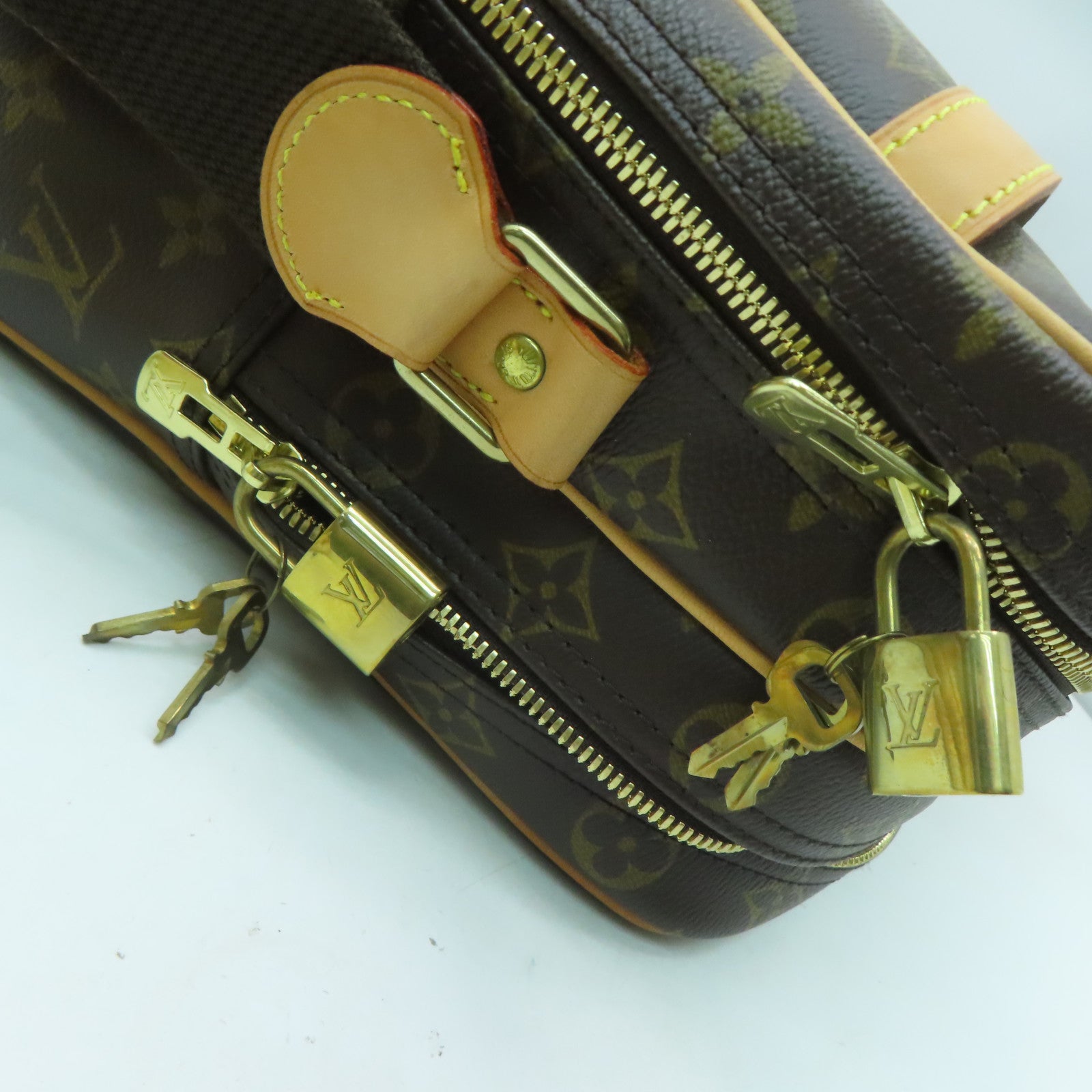 LOUIS VUITTON Monogram Reporter GM金扣肩背袋啡色