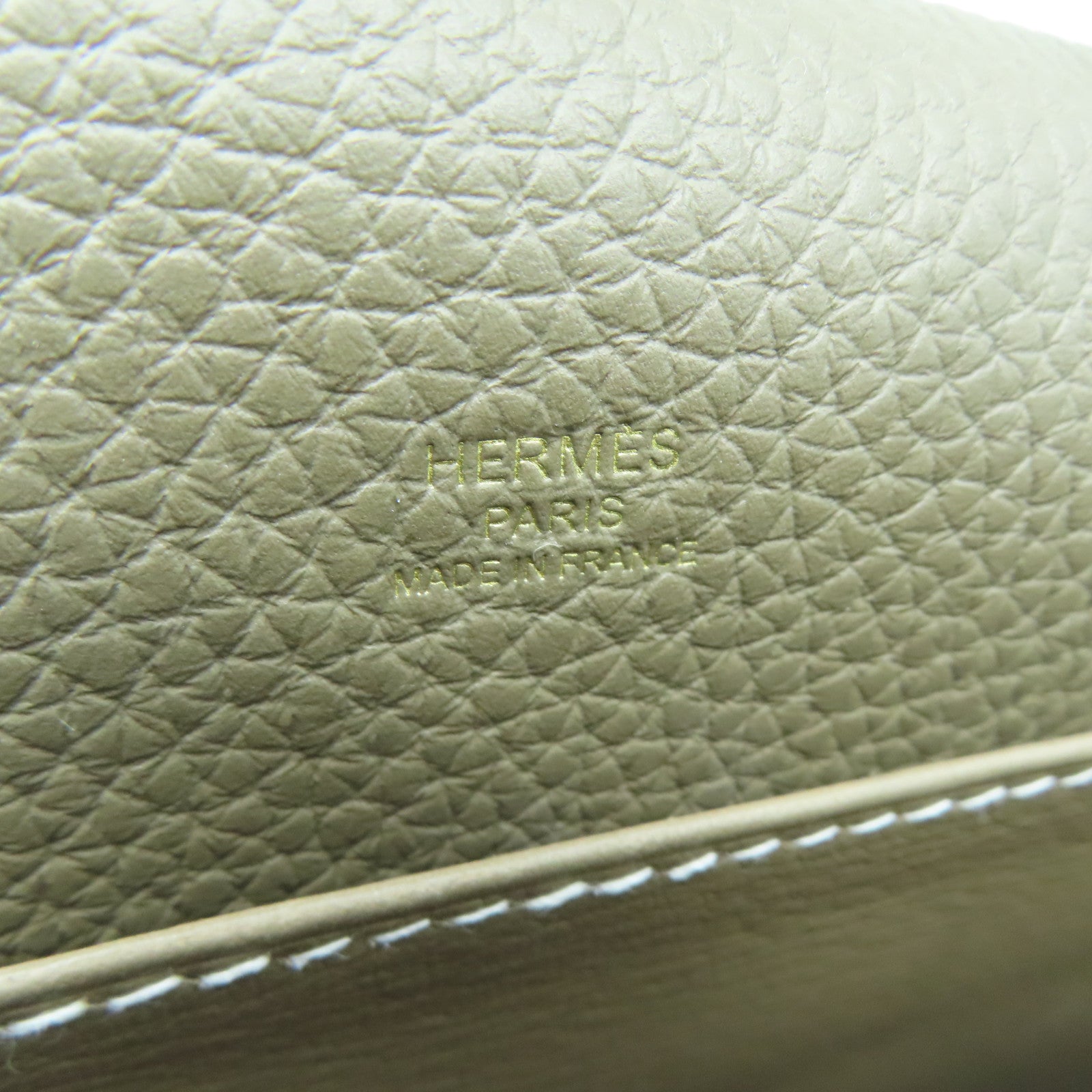 HERMES Taurillon Clemence皮革Roulis 23金扣肩背袋灰色