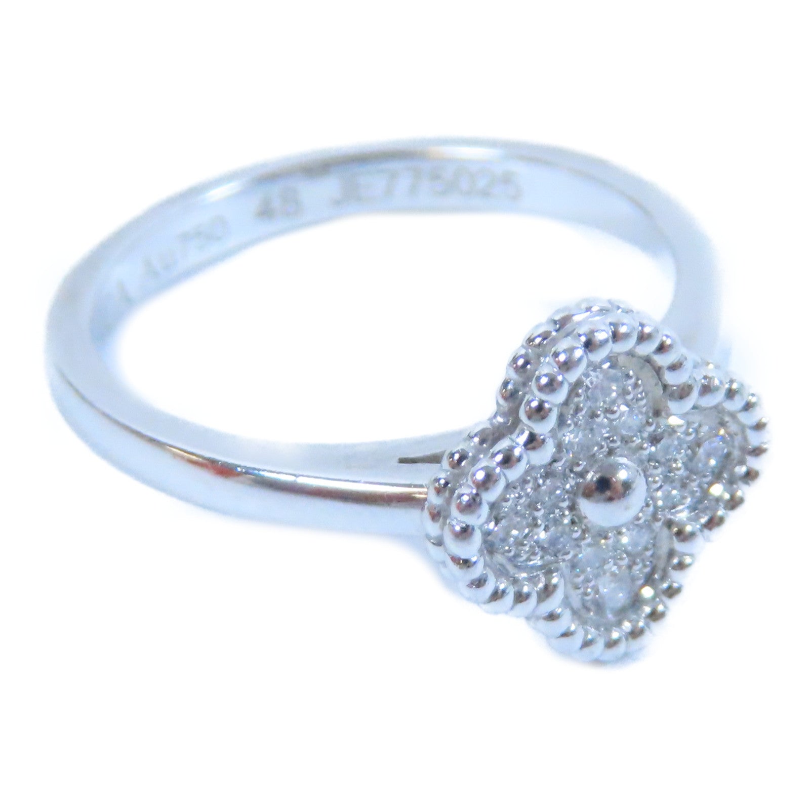 Van Cleef & Arpels 18K白金Sweet Alhambra Diamond Ring鑽石戒指US#4.25