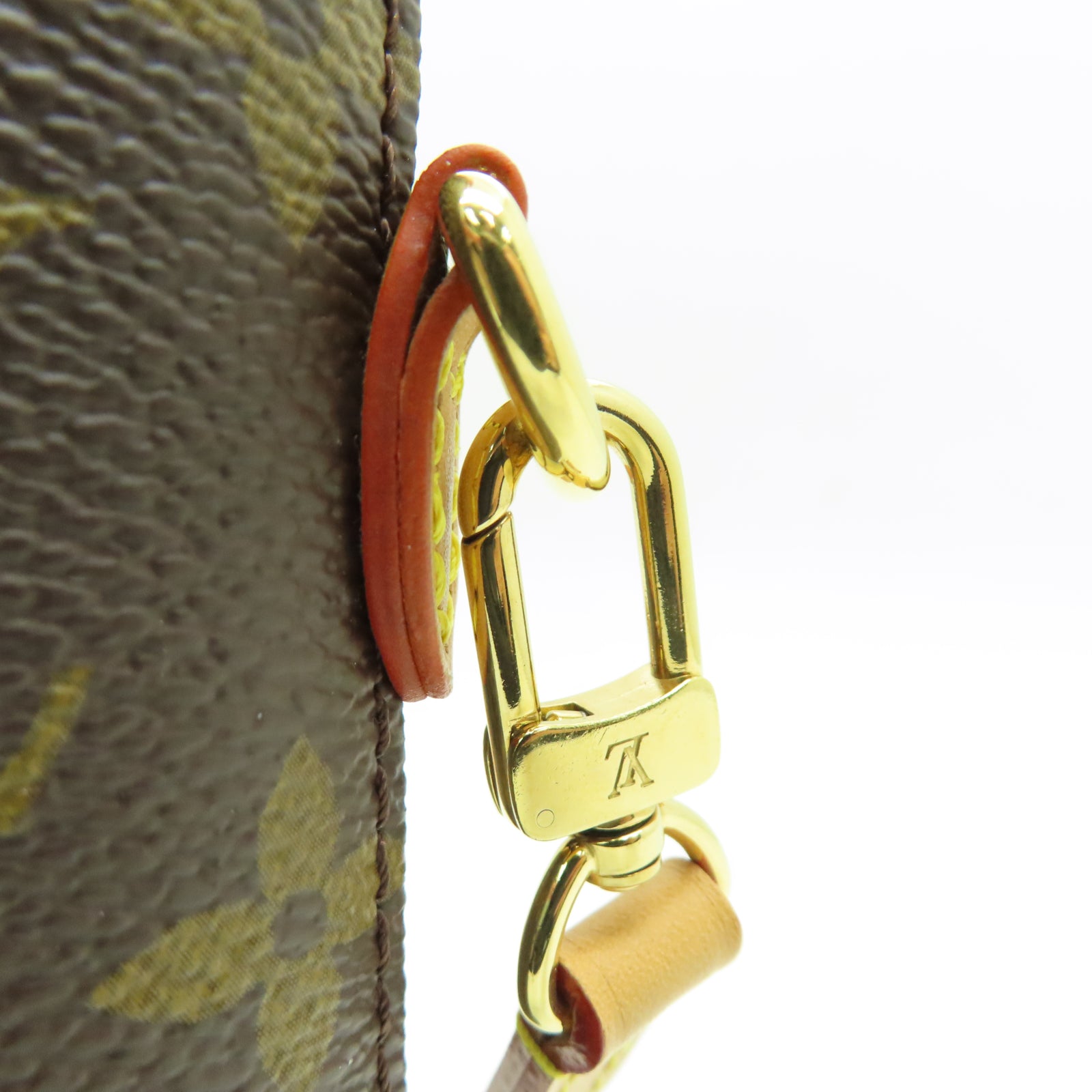 LOUIS VUITTON Monogram Fold Me Pouch Gold Buckle Shoulder Bag Brown