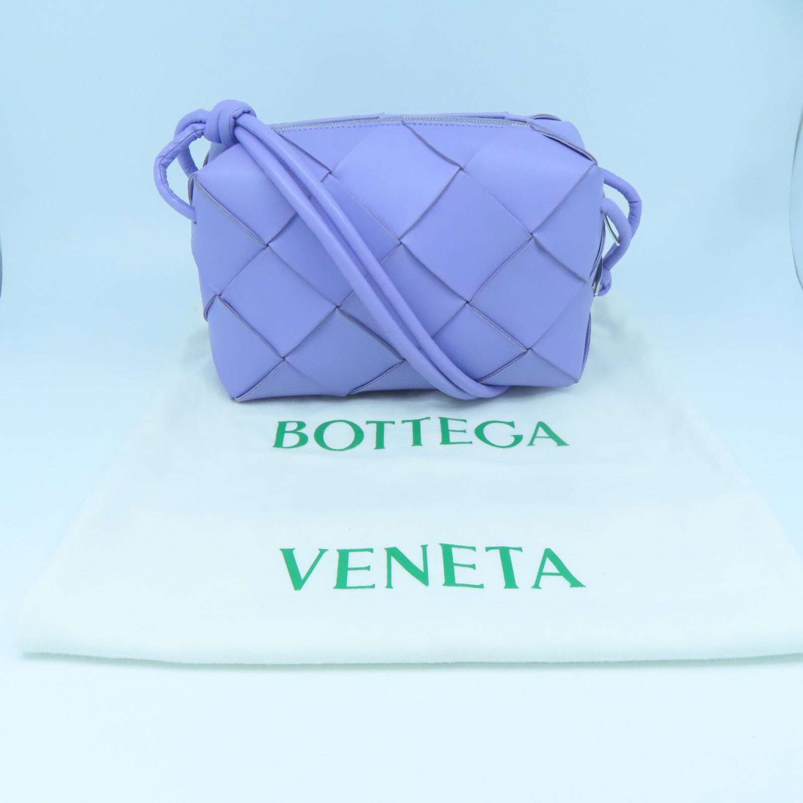 BOTTEGA VENETA 【激減優惠】織紋皮革Shoulder Bag銀扣肩背袋紫色