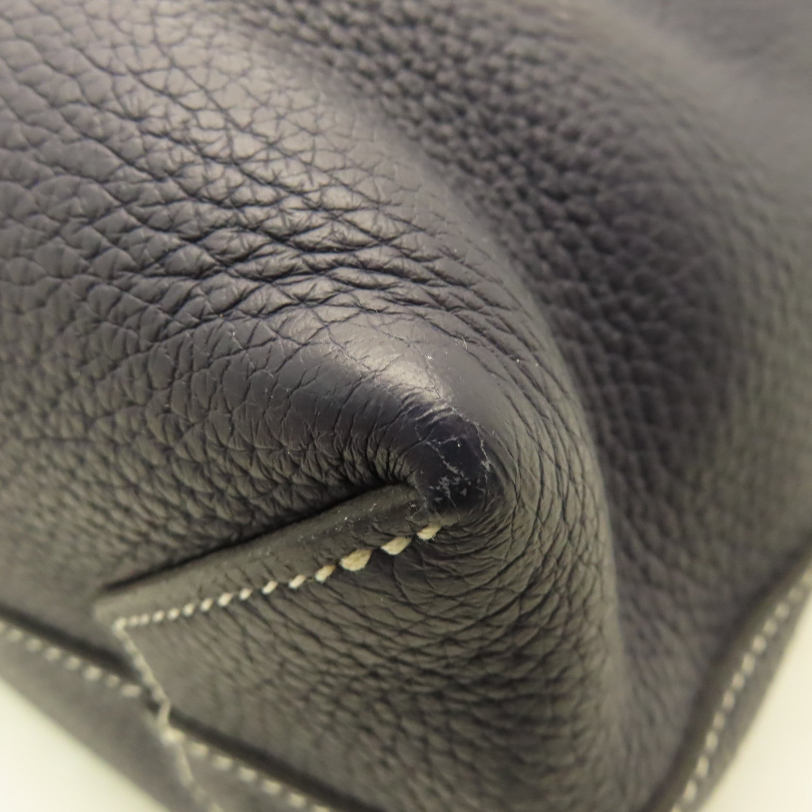 HERMES Clemence皮革Cabasellier 31 Shoulder Bag肩背袋Bleu Nuit午夜藍色