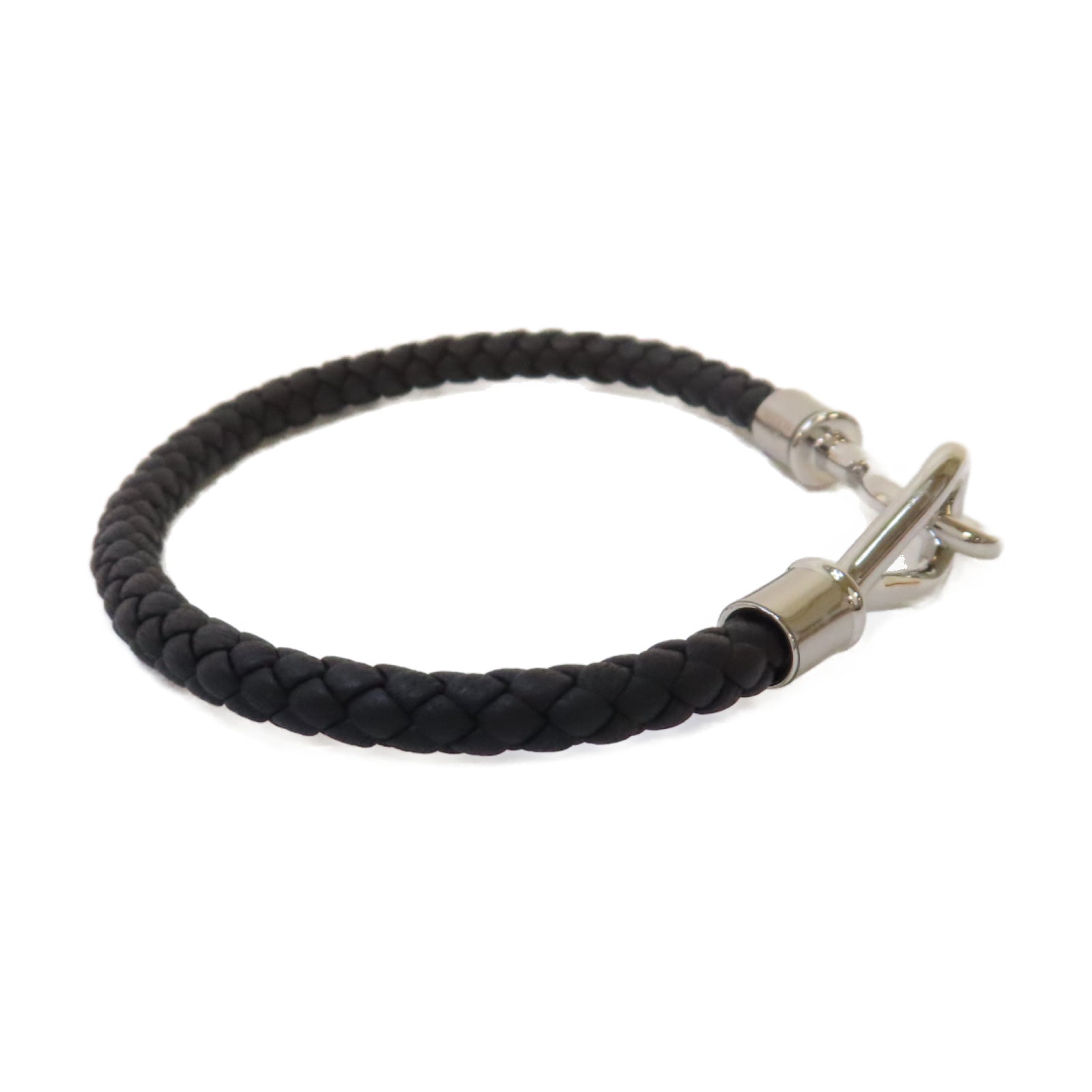 HERMES Swift皮革Jumbo H Bracelet銀扣手鏈Noir黑色