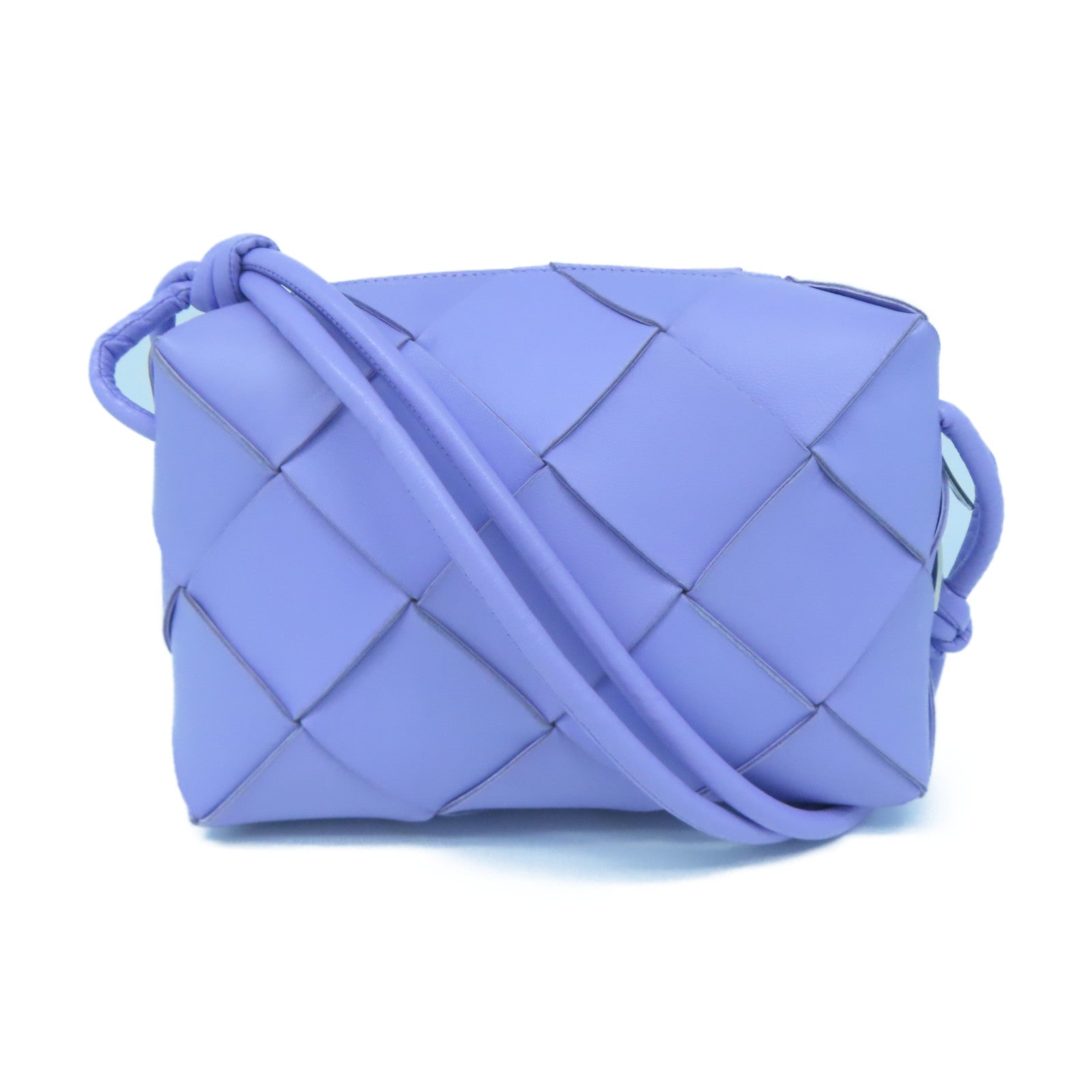 BOTTEGA VENETA 【激減優惠】織紋皮革Shoulder Bag銀扣肩背袋紫色