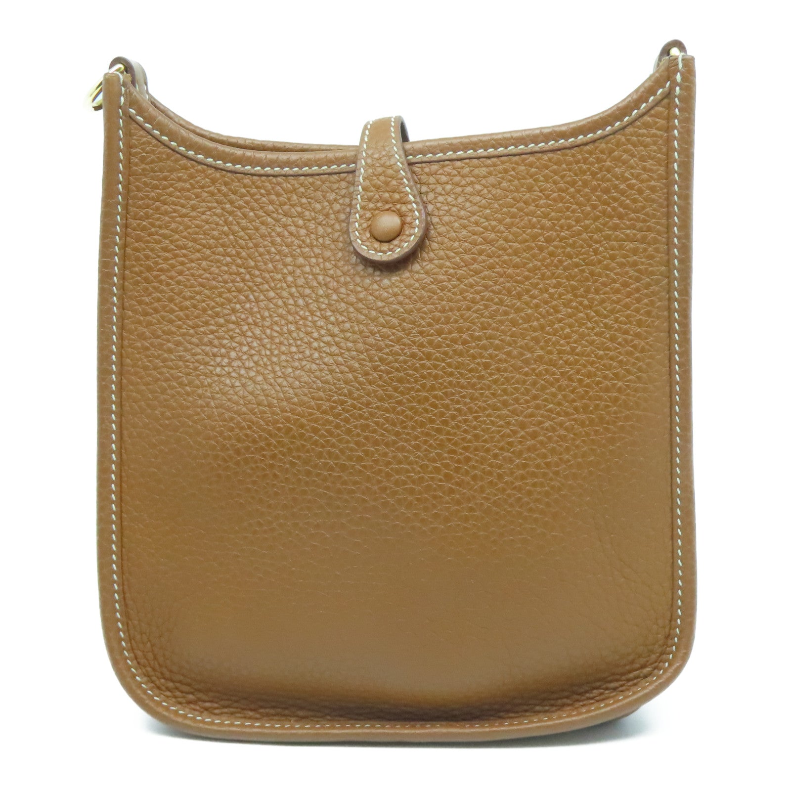HERMES Clemence皮革Evelyne TPM金扣肩背袋Gold經典駝色