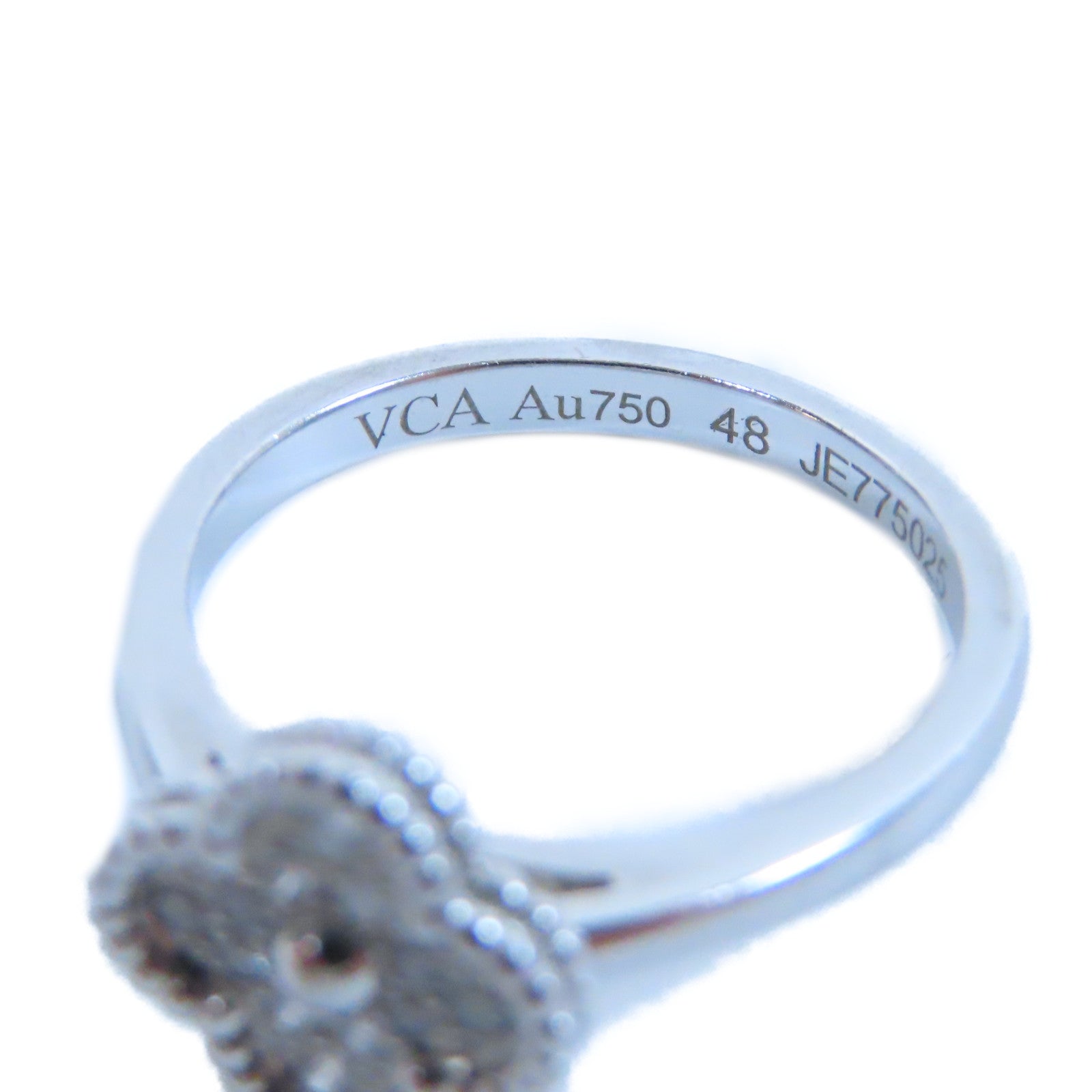 Van Cleef & Arpels 18K白金Sweet Alhambra Diamond Ring鑽石戒指US#4.25