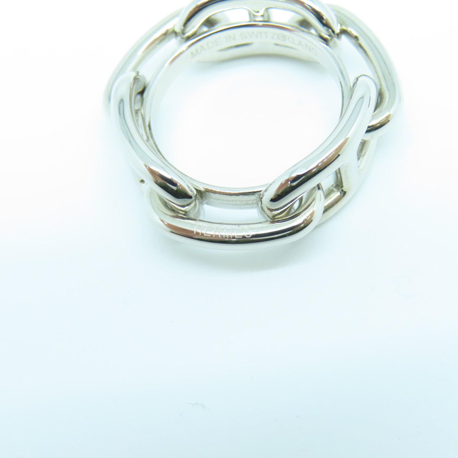 HERMES Metal Scarf Clip Ring Silver Buckle Silk Scarf Buckle Silver