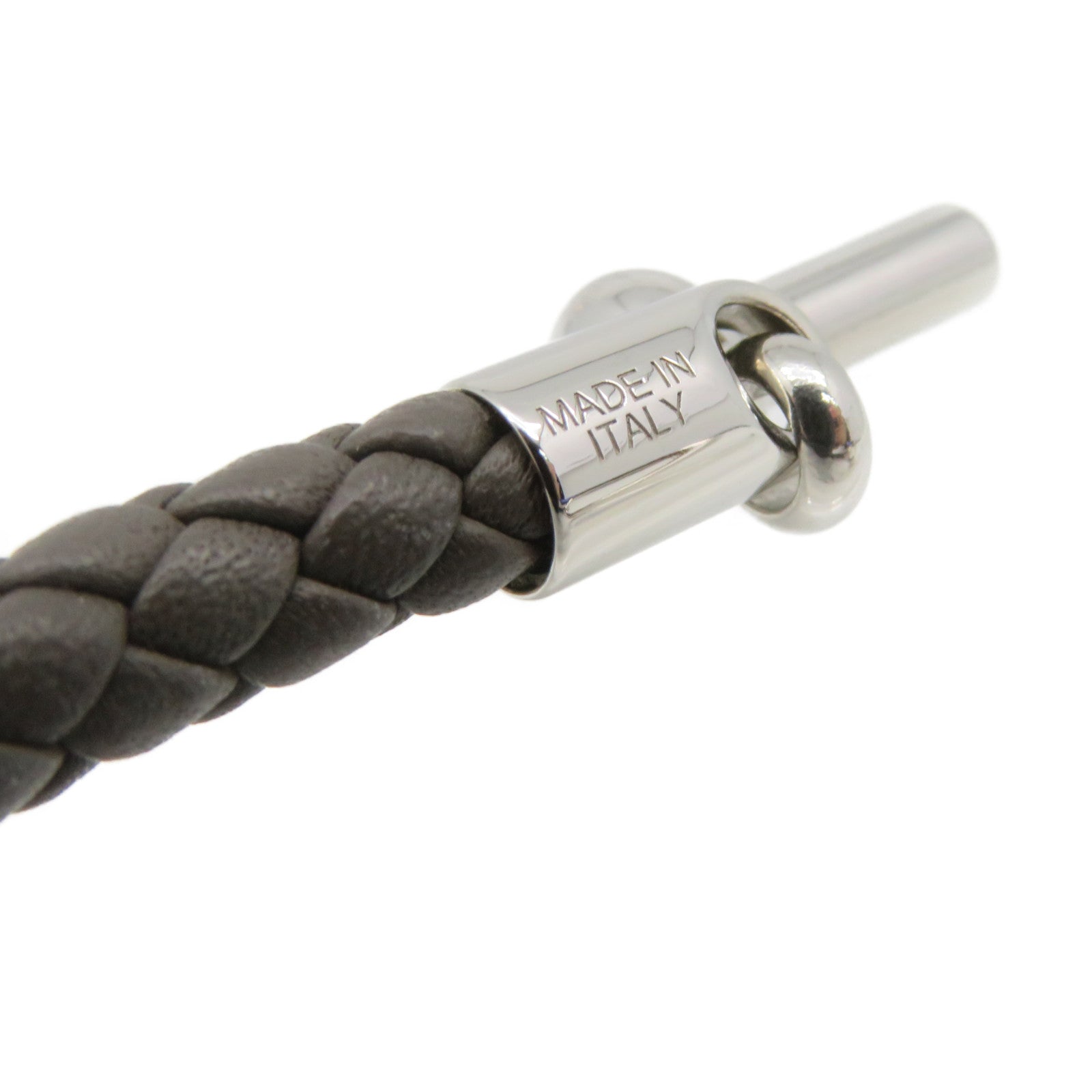 HERMES Swift皮革Glenan Bracelet银扣手链Etain灰色