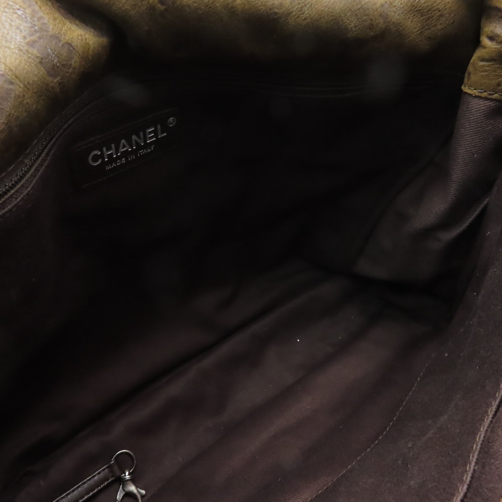CHANEL 菱格牛皮皮革Chain Shoulder銀扣鏈帶肩背袋啡色