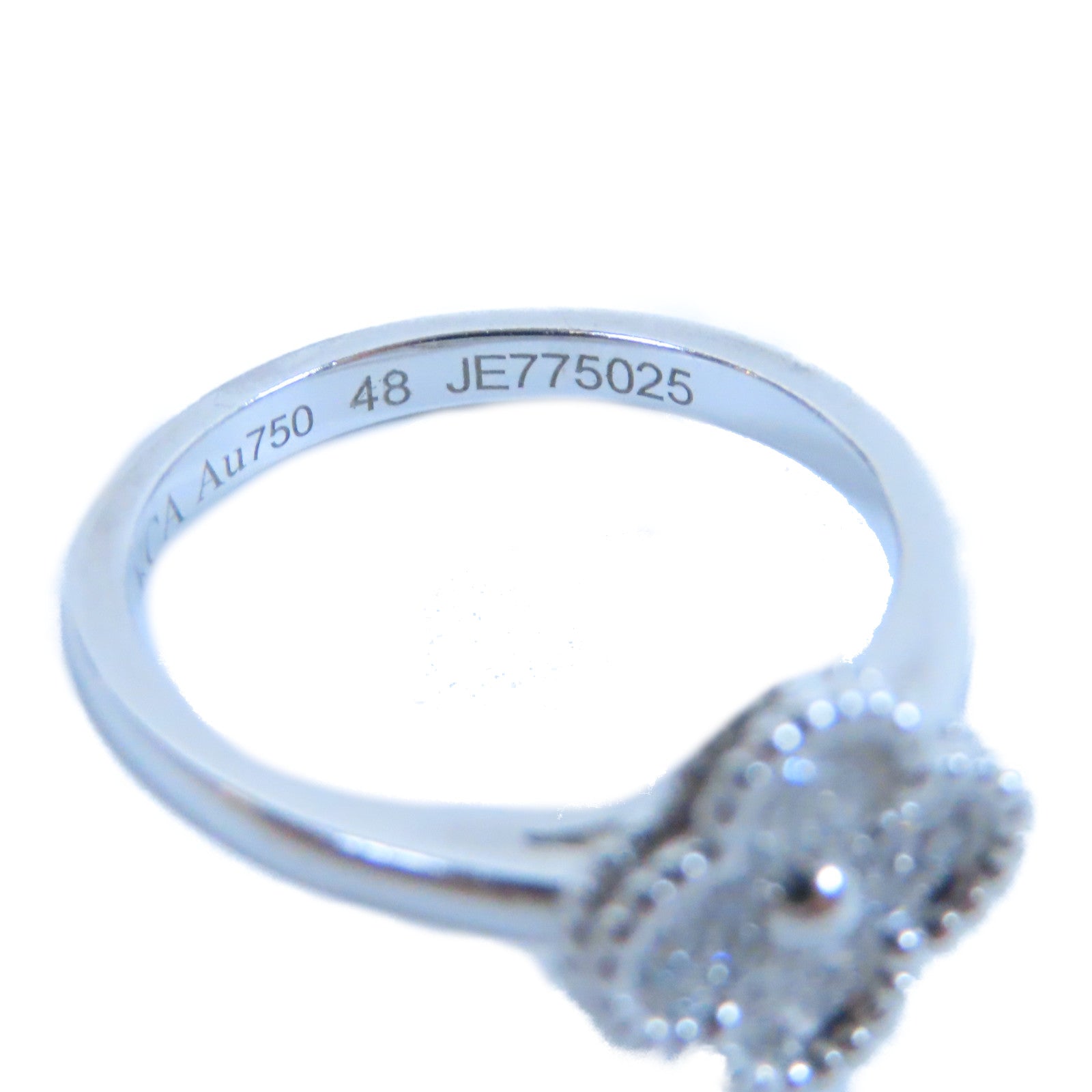 Van Cleef & Arpels 18K白金Sweet Alhambra Diamond Ring鑽石戒指US#4.25
