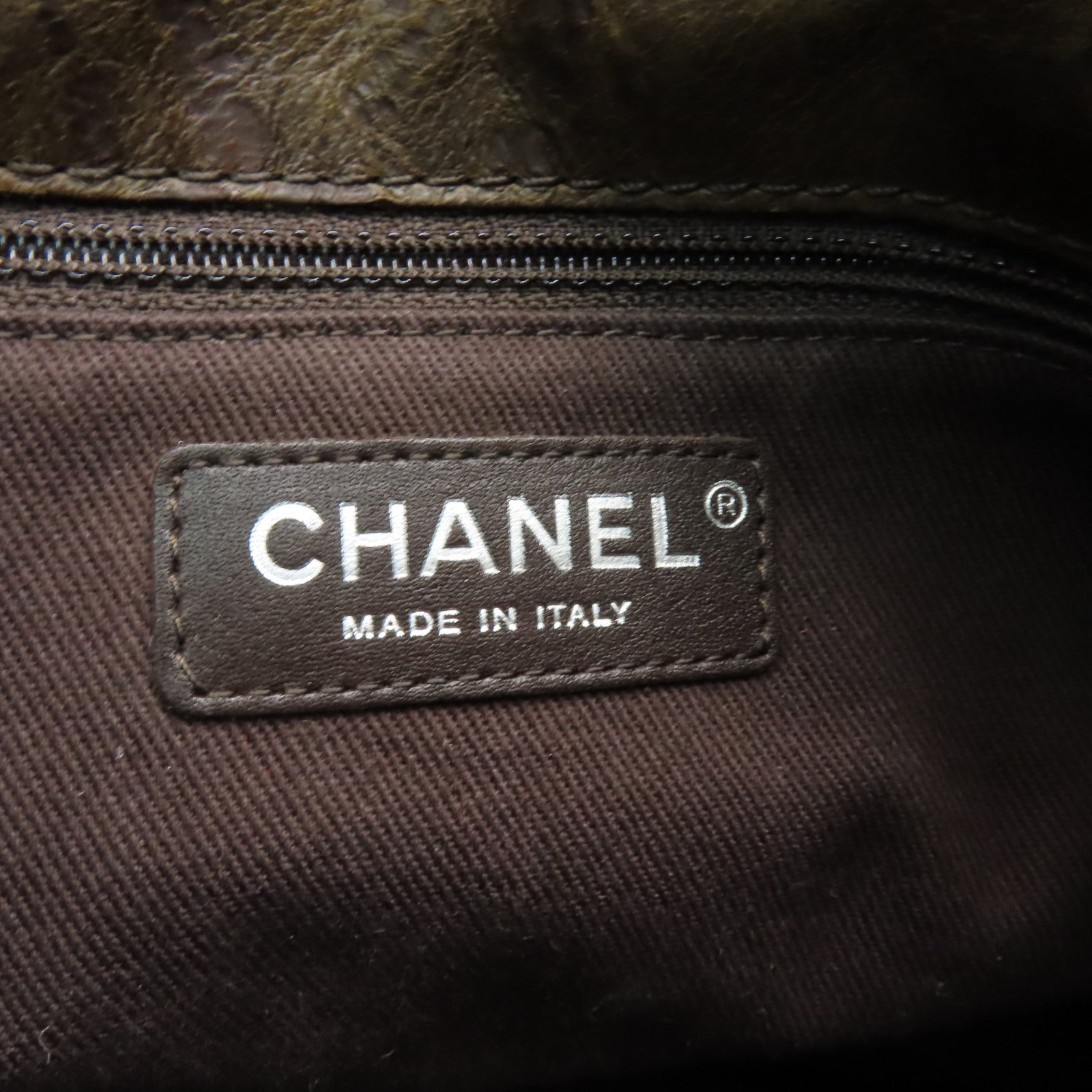 CHANEL 菱格牛皮皮革Chain Shoulder銀扣鏈帶肩背袋啡色
